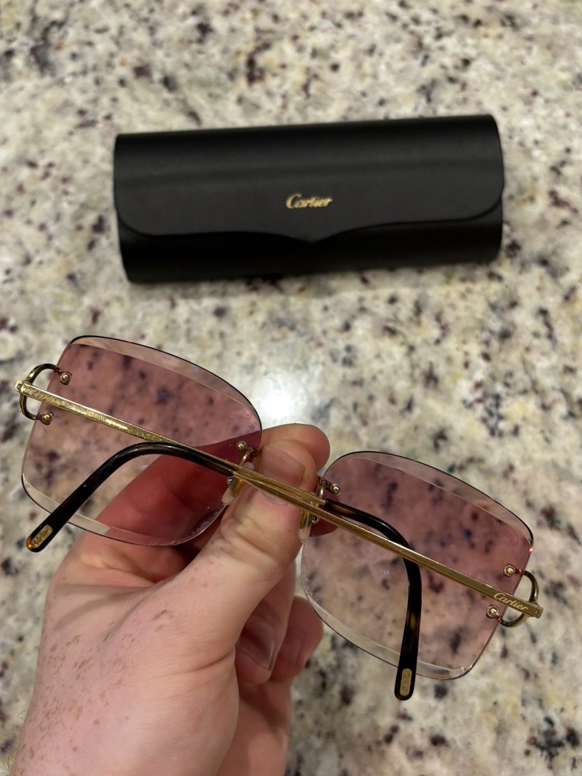 Cartier Gold Picadilly Pink Lense Glasses Size ONE SIZE - 3 Thumbnail