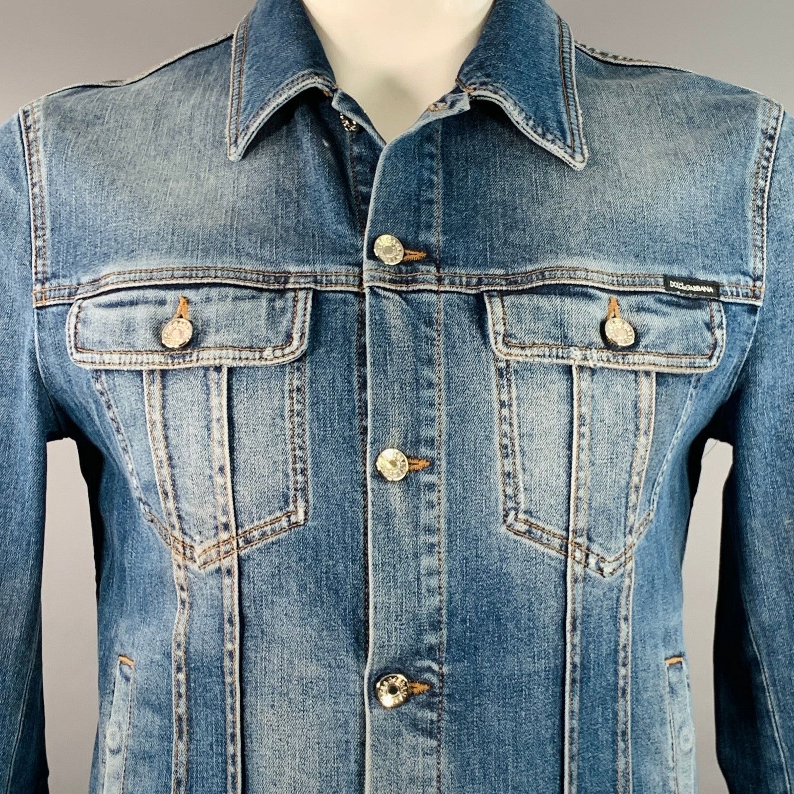 Dolce & Gabbana Size L Blue Cotton Blend Denim Trucker Jacket Size US L / EU 52-54 / 3 - 2 Thumbnail