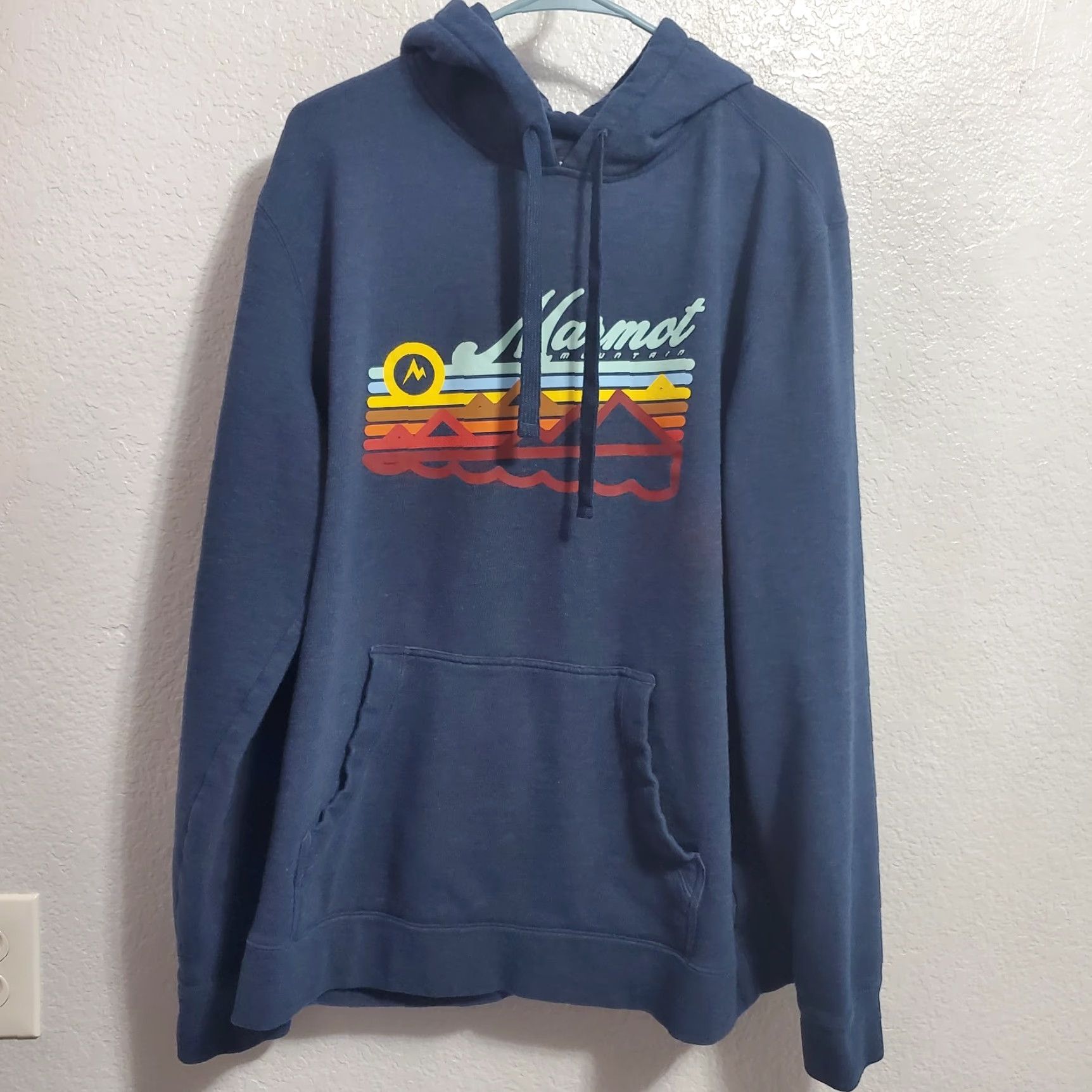 Marmot Marmot Hoodie Mens XL Blue Mountain Graphic Long Sleeve Pullover Outdoors Kangaroo Pocket Regular Fit Casual Sweatshirt Size US XL / EU 56 / 4 - 2 Thumbnail
