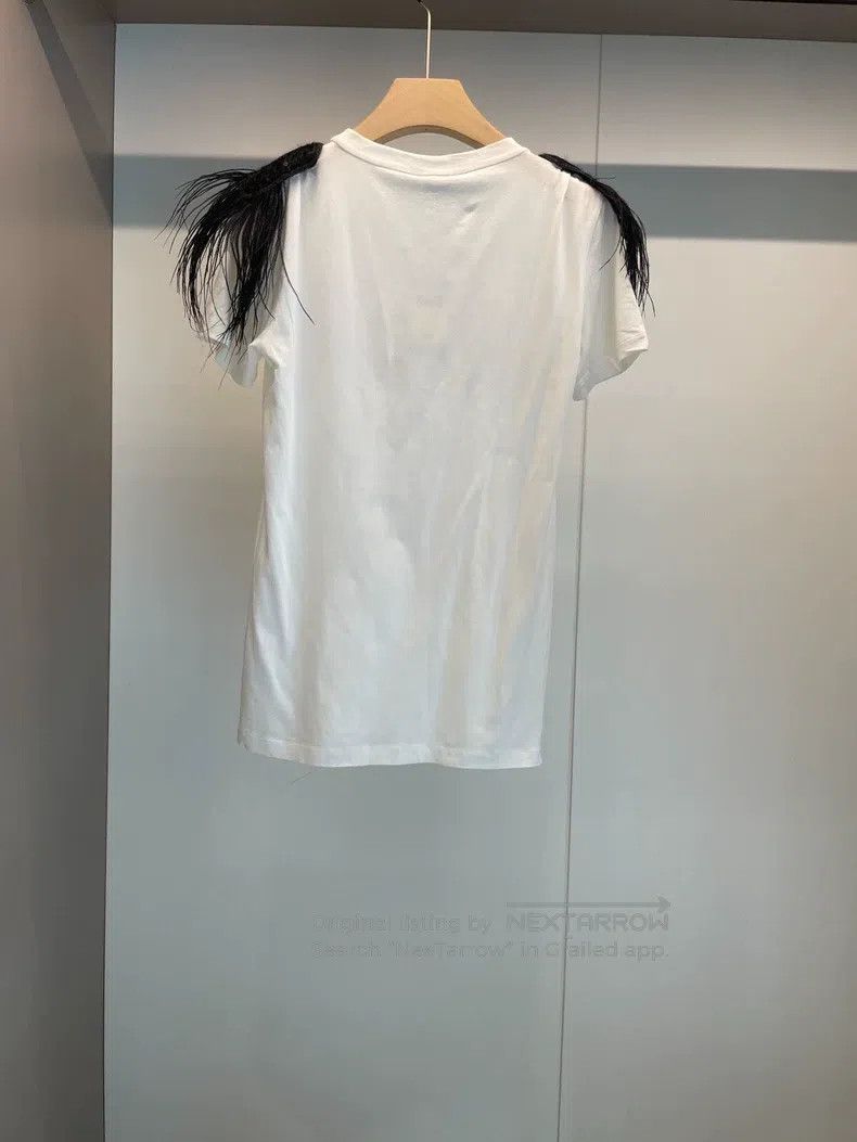 Brunello Cucinelli Brunello Cucinelli White Cotton Ostrich Feather Shoulder P Size L / US 10 / IT 46 - 2 Thumbnail