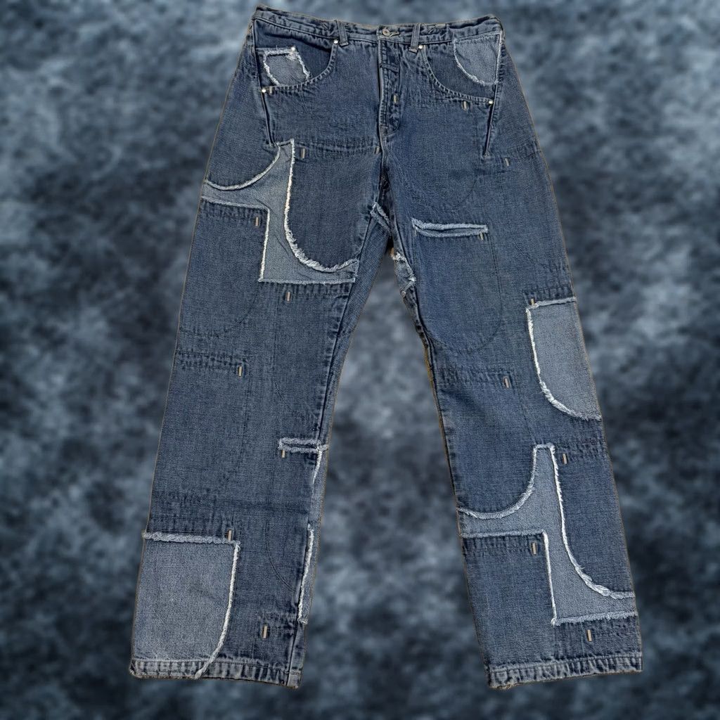 Denime VINTAGE Girbaud Denim Jeans Men’s 36 34x32.5 Patchwork Wide-Leg 90s Hip Hop Vintage Baggy Size US 36 / EU 52 - 1 Thumbnail