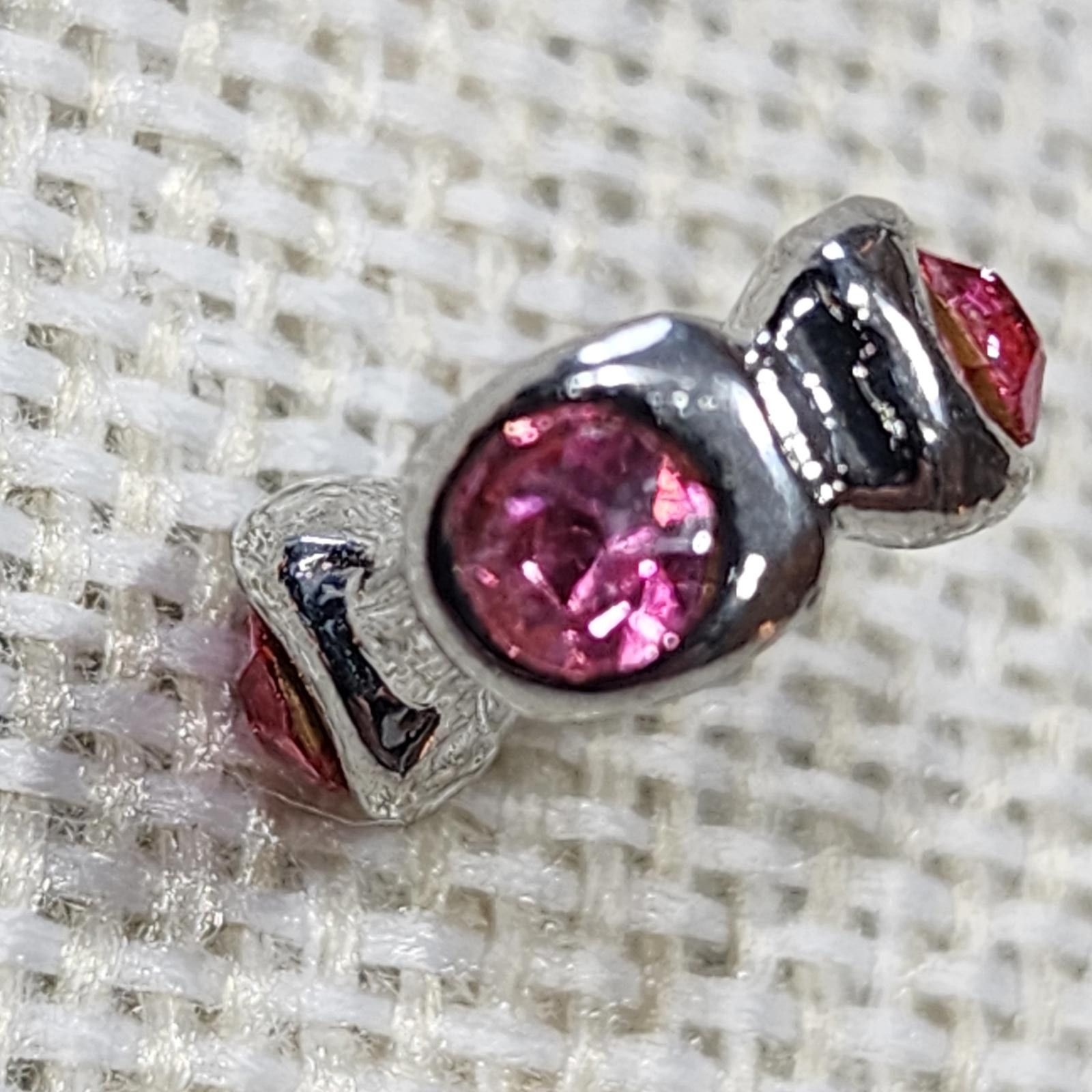 Unknown London Vintage Silver Sewing Charms with Pink Gemstones Size ONE SIZE - 1 Thumbnail