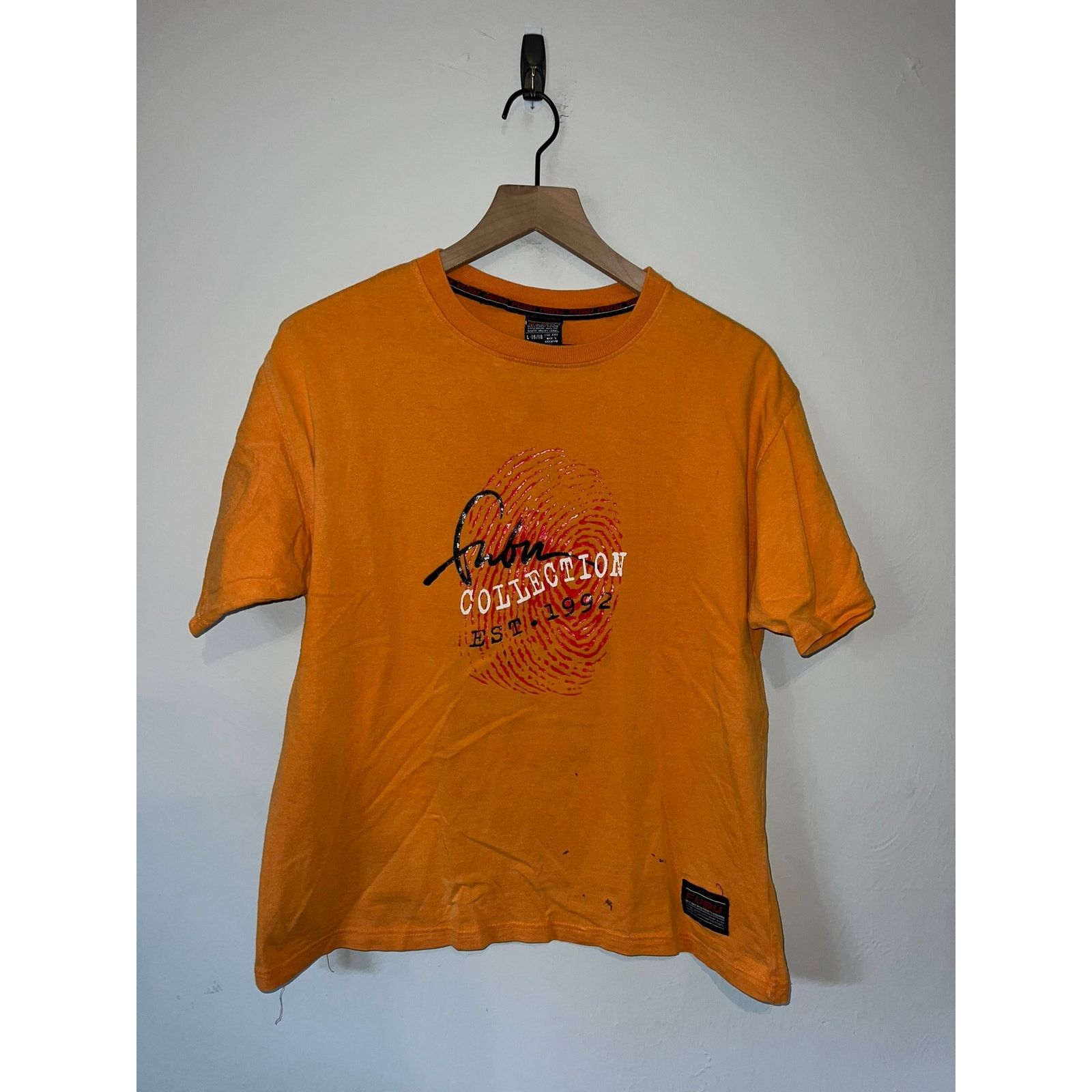 Fubu Fubu Collection Shirt Fingerprint Orange Y2K Shirt Tee XL Size XL / US 12-14 / IT 48-50 - 1 Thumbnail