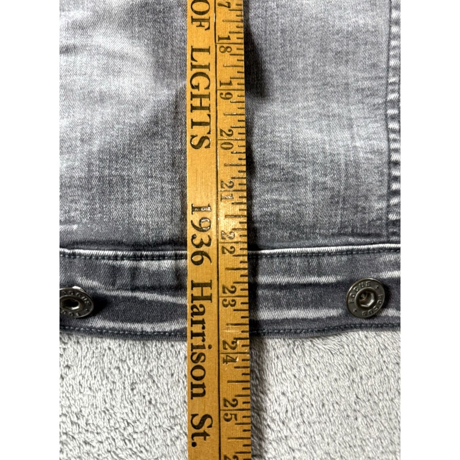 Vintage FOCUS Gray Denim Jacket Womens Small Destroyed Thrashed Grunge Y2K 90s Utility Size S / US 4 / IT 40 - 5 Thumbnail