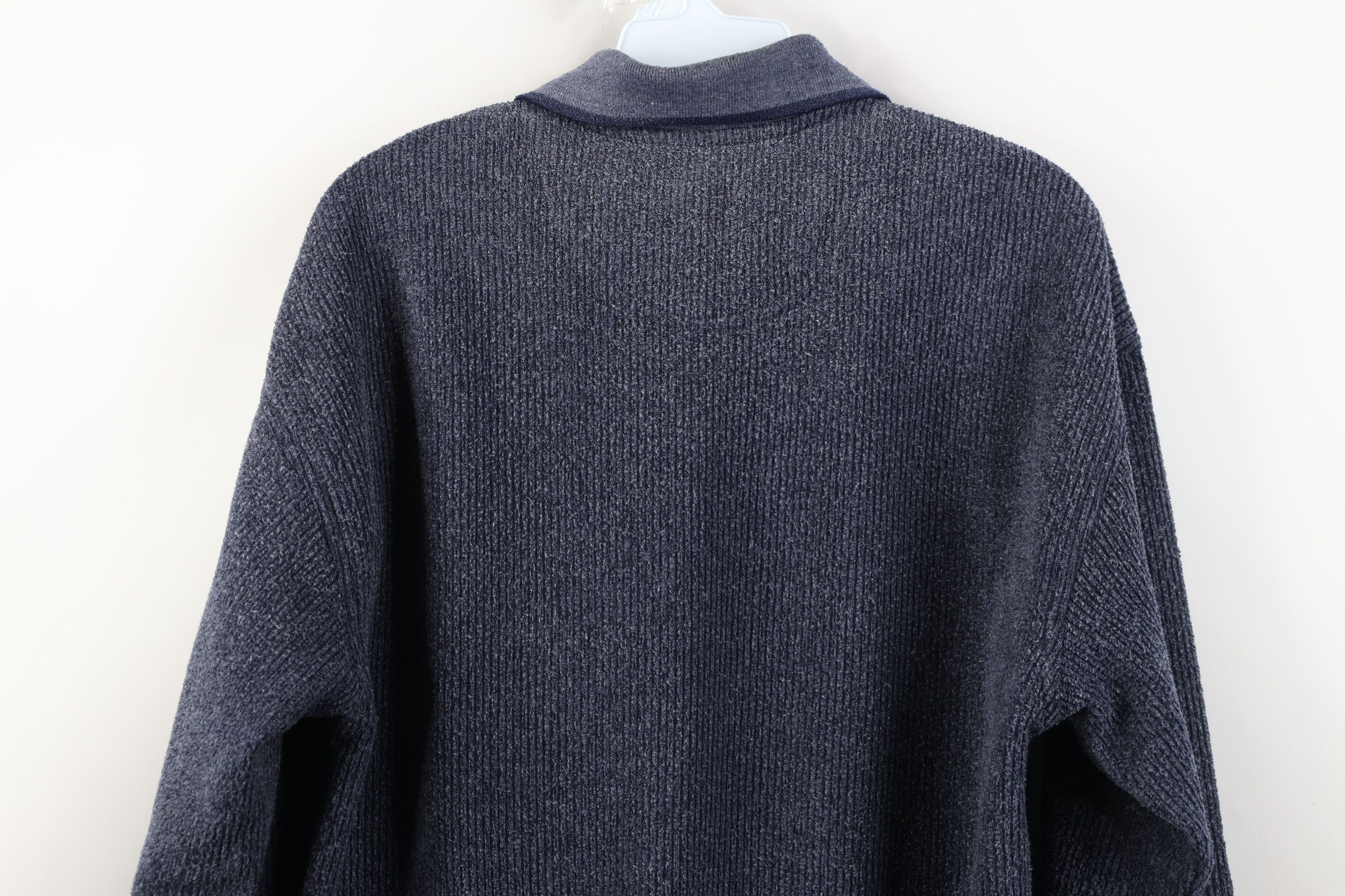 Vintage Vintage 90s Streetwear Knit Fleece Collared Sweatshirt Blue Size US M / EU 48-50 / 2 - 11 Thumbnail