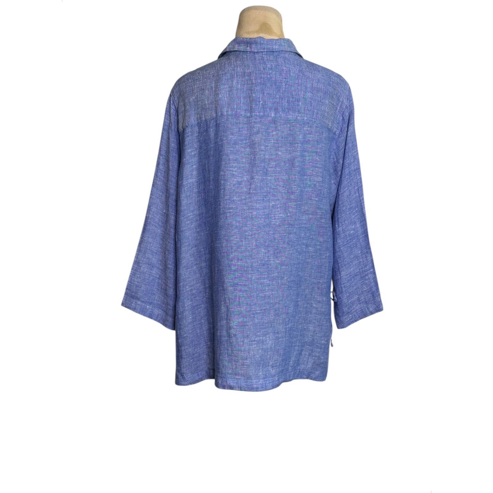 Isaac Mizrahi Isaac Mizrahi blue linen 3/4 sleeves tunic top size XL Size XL / US 12-14 / IT 48-50 - 8 Thumbnail