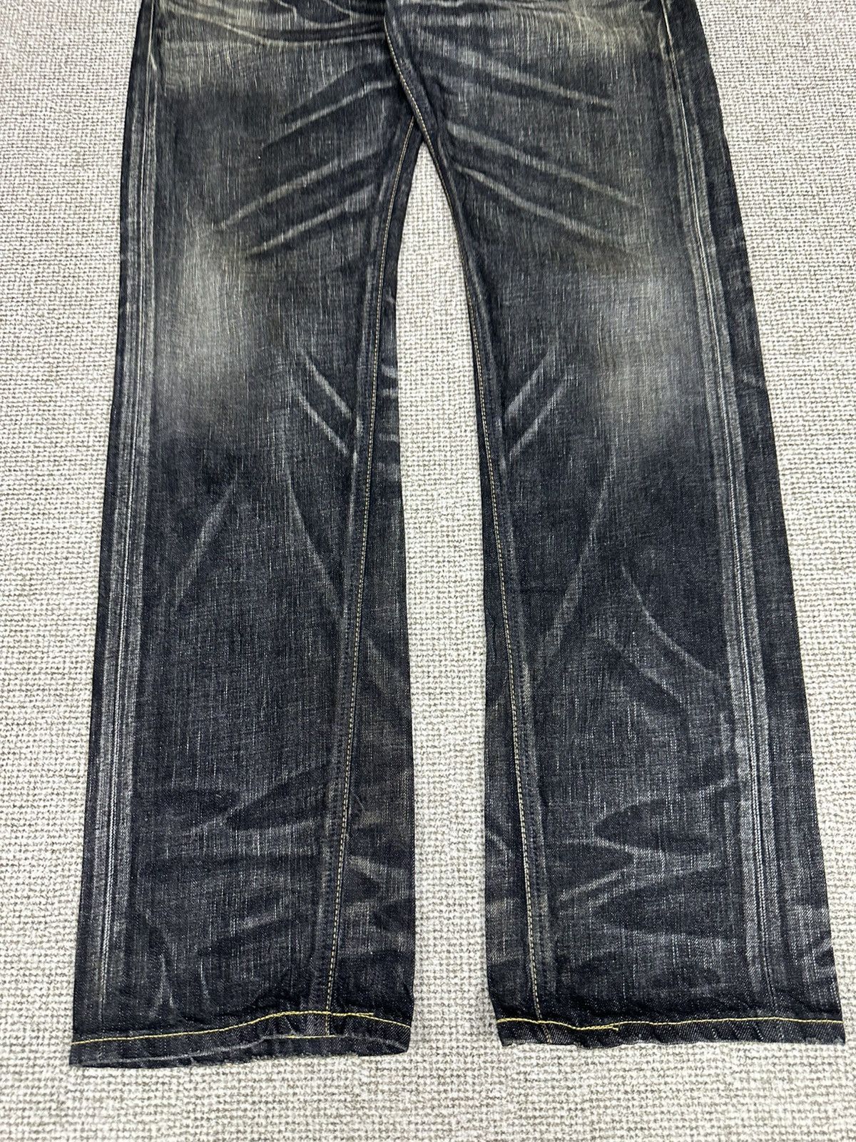 Edwin Vintage Edwin 503 Blue Trip Black Denim 33x34 D775 Size US 33 - 3 Thumbnail