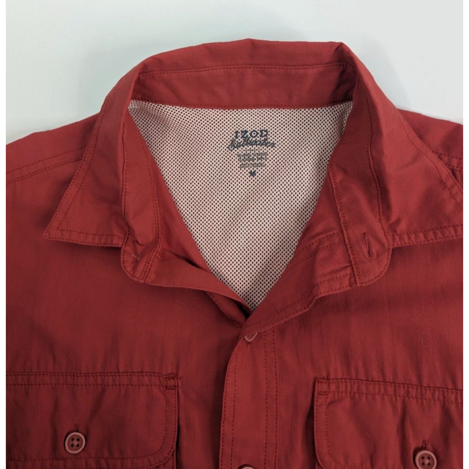 Izod Izod Saltwater Shirt Mens Medium Saltwater Red Relaxed Logo Short Sleeve Fishing Size US M / EU 48-50 / 2 - 5 Thumbnail