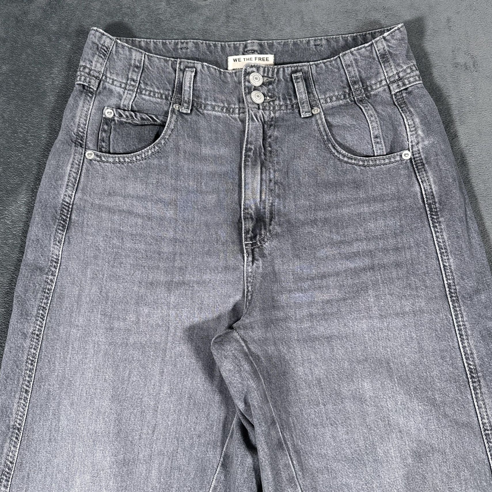 Vintage We The Free Jeans 28 Gray High Rise Straight 100% Cotton Denim Wide Leg Womens Size 28" / US 6 / IT 42 - 2 Thumbnail