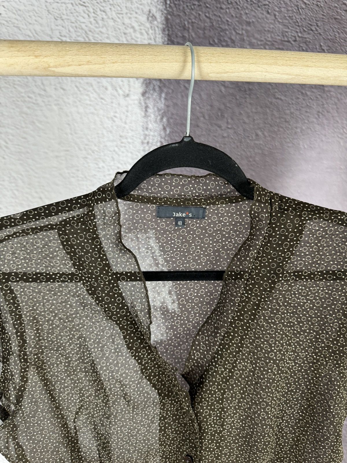 Designer Jake’s Transperent Brown blouse flower short sleeve Size M / US 6-8 / IT 42-44 - 7 Thumbnail