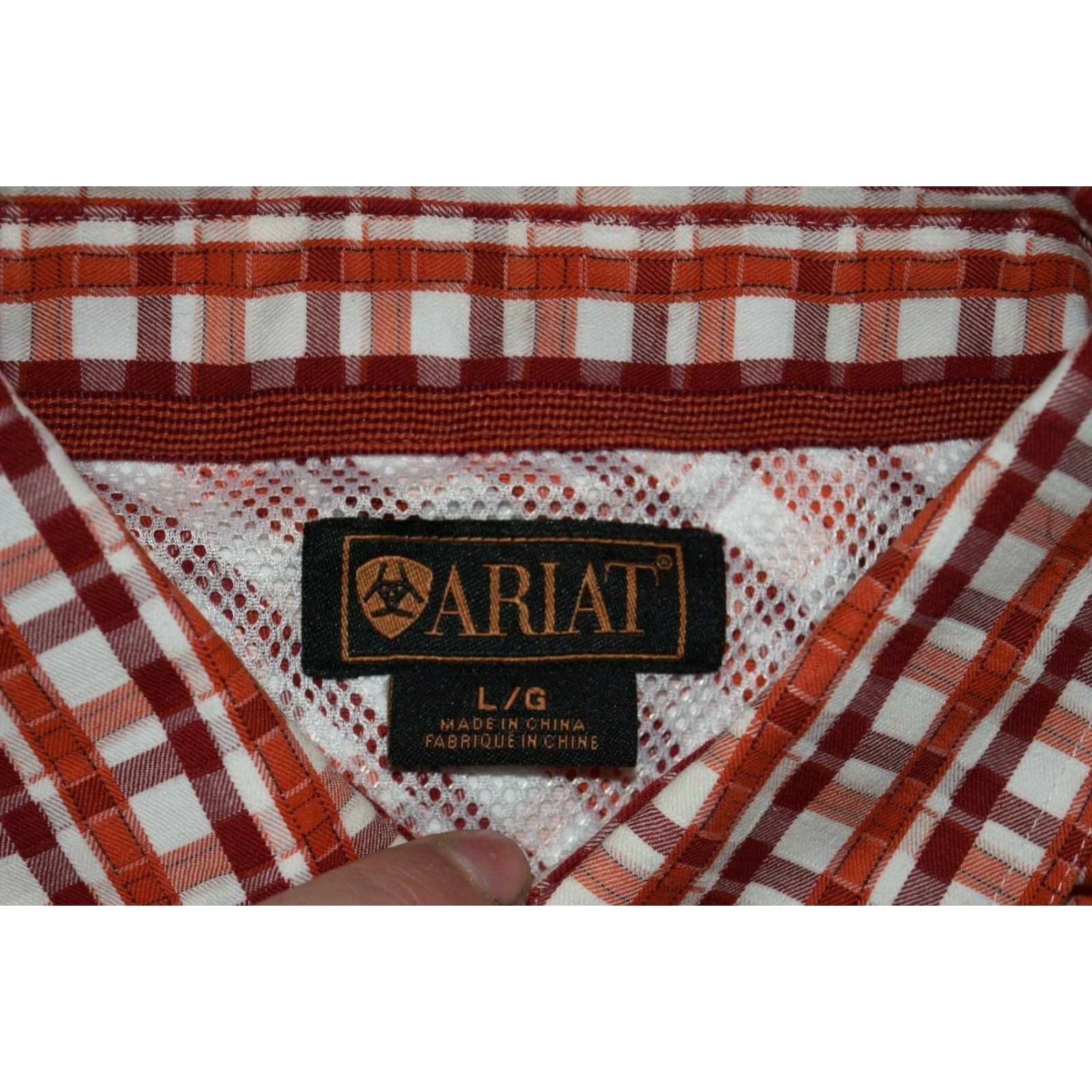 Ariat MENS ARIAT LONG BUTTON SHIRT Plaid CHECKERED Vented FARM ORANGE RED WHITE Large Regular Fit Casual Workwear Western Button-Down Collared Shirt Size US L / EU 52-54 / 3 - 6 Thumbnail