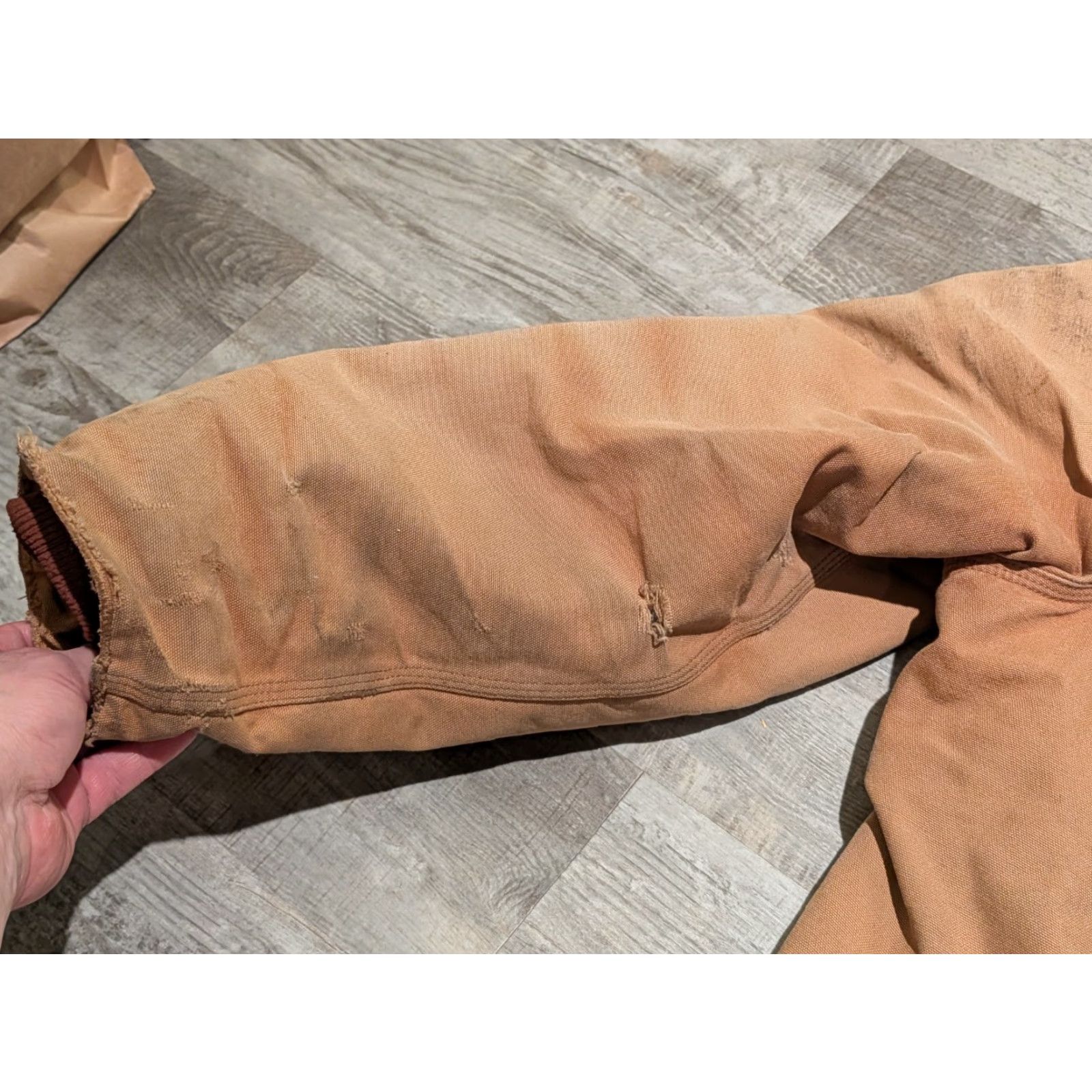Carhartt VINTAGE Carhartt J02 Detroit Canvas Workwear Jacket XL/2XL Brown 90s USA Embroidered Logo Full Zip Pockets Corduroy Collar Quilt Lined Mid-Length Men Size US XL / EU 56 / 4 - 6 Thumbnail