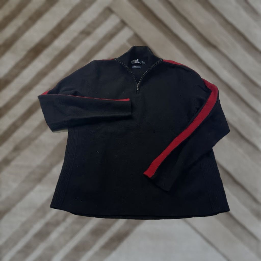 Polo Ralph Lauren Polo Ralph Lauren Sweater 1/4 Zip Black Wool Merino Men's XL Knit Jersey Logo Collared Long Sleeve Modern Size US XL / EU 56 / 4 - 1 Thumbnail