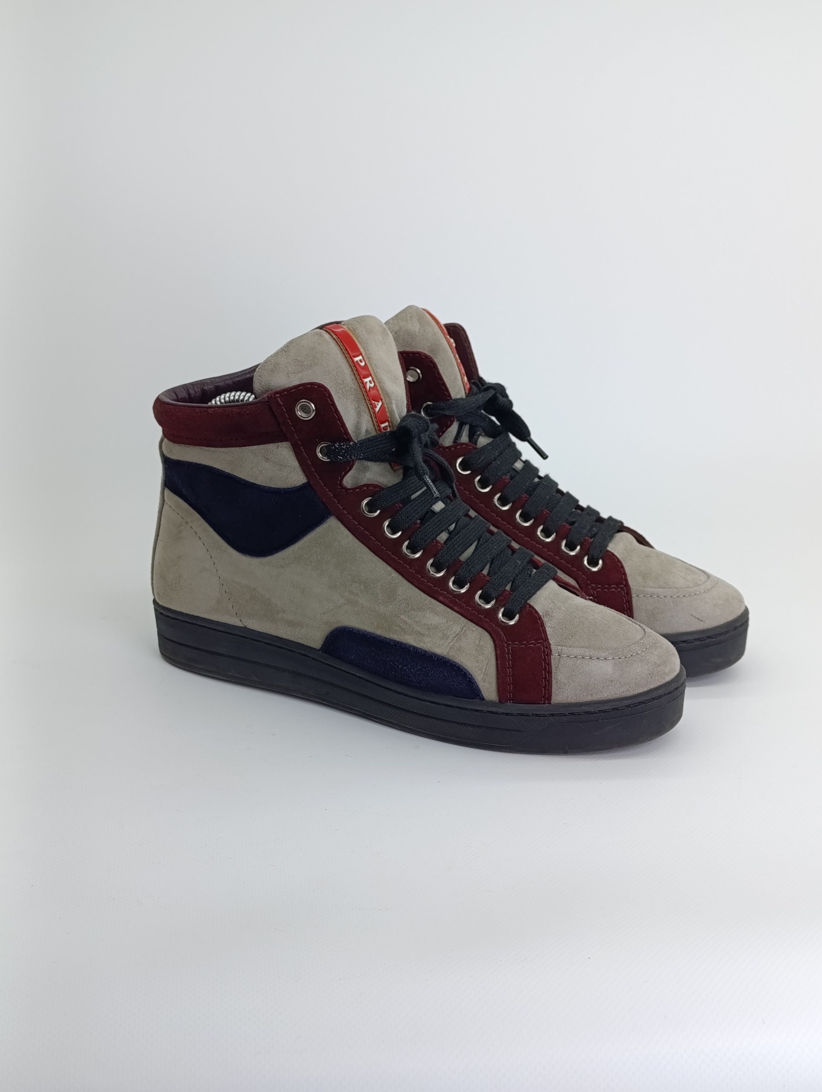 Prada PRADA WOMENS SUEDE ANKLE BOOTS LACE UP HIGH-TOP SNEAKERS Size US 7.5 / IT 37.5 - 2 Thumbnail