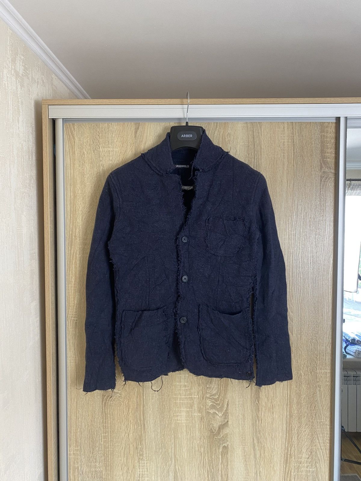 Karl Lagerfeld × Vintage 🔥 Karl Lagerfeld Distressed Blazer Jacket Sweater Cardigan Size M / US 6-8 / IT 42-44 - 7 Thumbnail