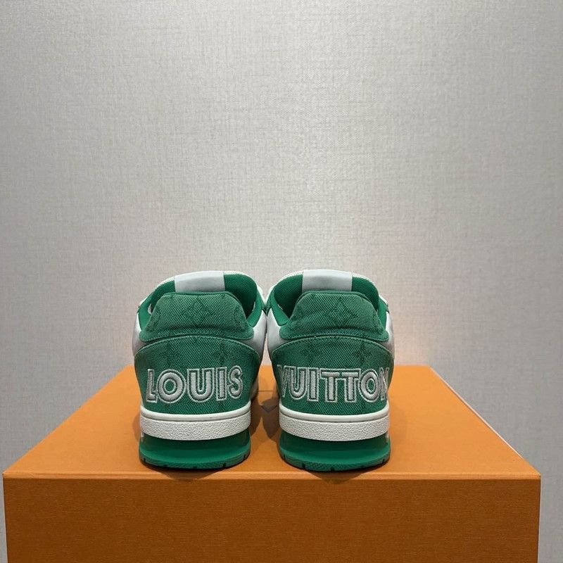 Louis Vuitton Louis Vuitton Trainer Low-Top Sneakers in White and Green - Size US 8 / EU 41 - 3 Thumbnail