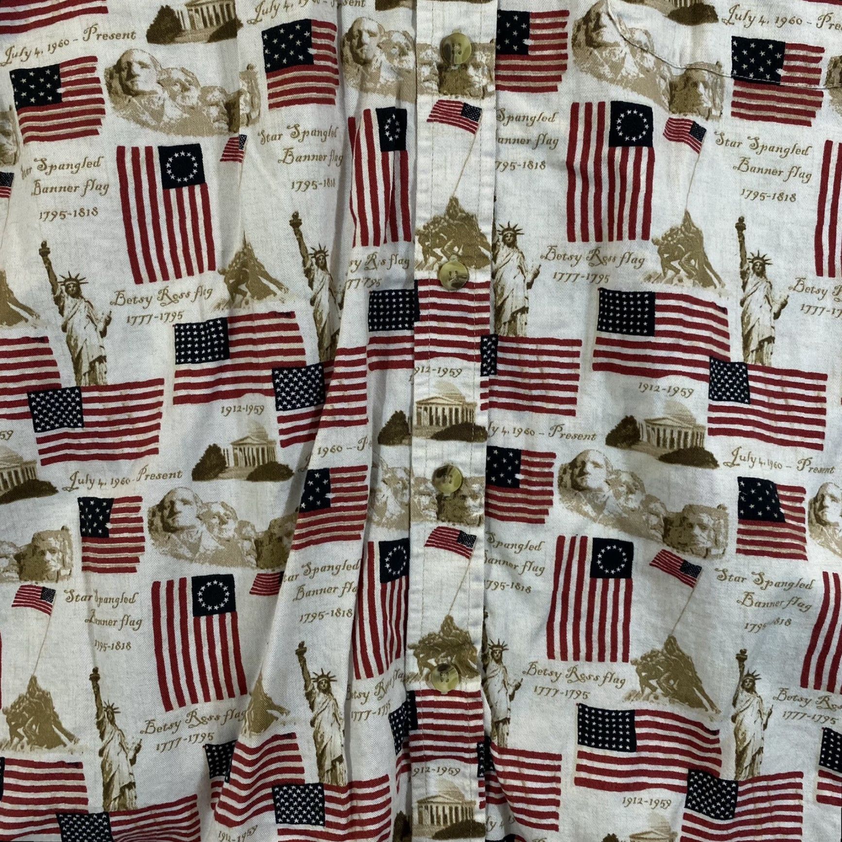 Cotton Traders VTG Cotton Traders Sport Shirt Mens 2XL Red Patriotic 4th Of July American Button Up Shirt Size US XXL / EU 58 / 5 - 2 Thumbnail