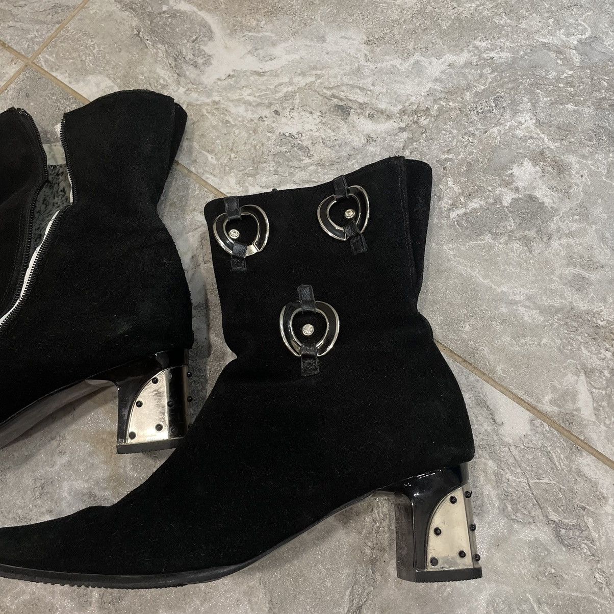 Japanese Brand 41 Boots heels Vintage Opium rock goth silver shoes mettalic Size US 11 / IT 41 - 2 Thumbnail
