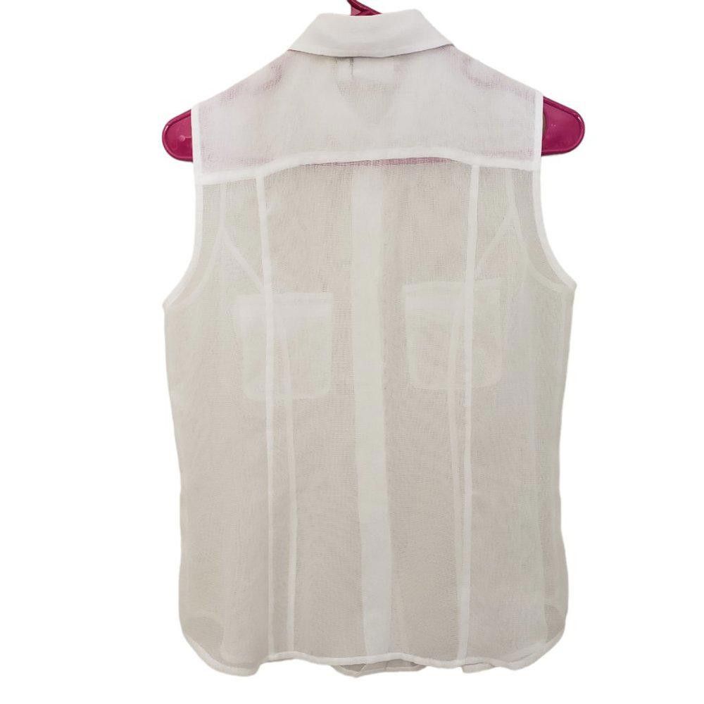 Designer CT1384a Ladies White Sleeveless Button Down Top Size 6 Size M / US 6-8 / IT 42-44 - 4 Thumbnail