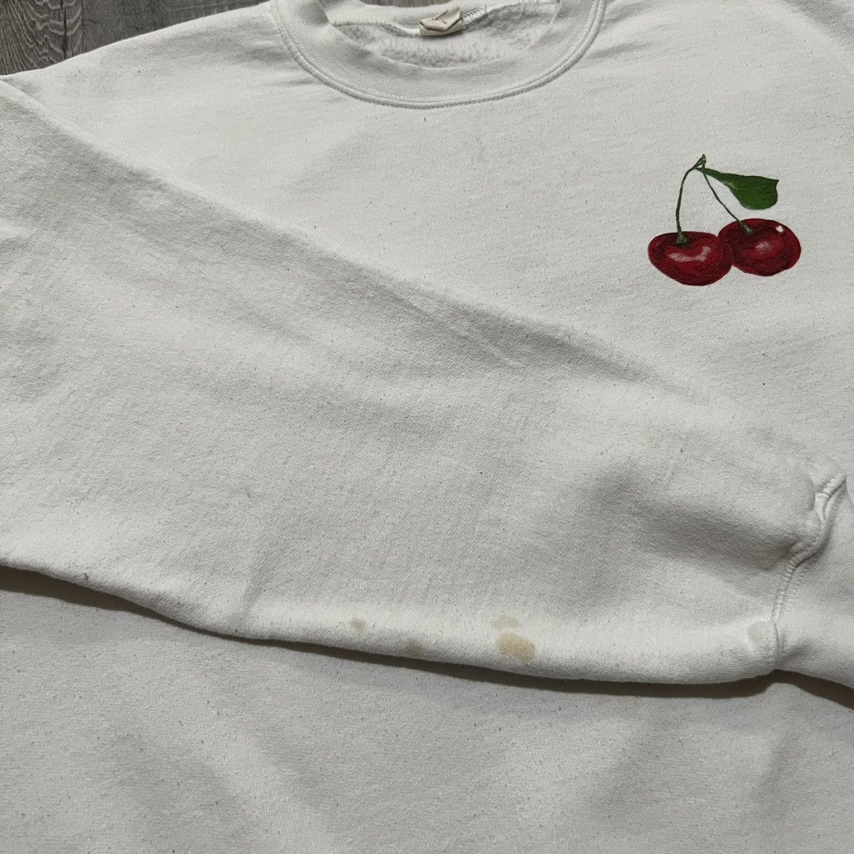 Vintage VTG Altar'd State White Cherry Graphic 90s Sweatshirt Large Size L / US 10 / IT 46 - 4 Thumbnail