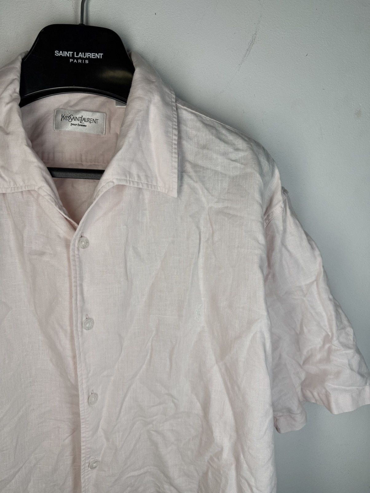 Yves Saint Laurent Linen YSL Shirt Short Sleeve Button Up Collar Vintage y2k Size US XL / EU 56 / 4 - 1 Thumbnail