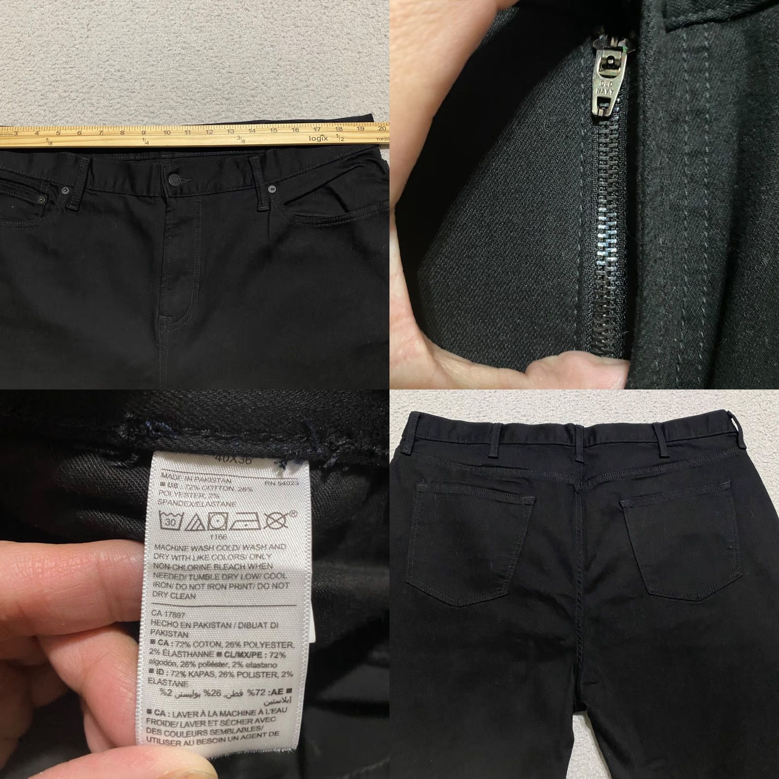 Old Navy Old Navy Mens Jeans Slim Dark Wash Black Denim 40x34 Mid Rise Stretch Tapered 5-Pocket Denim Size US 40 / EU 56 - 8 Thumbnail
