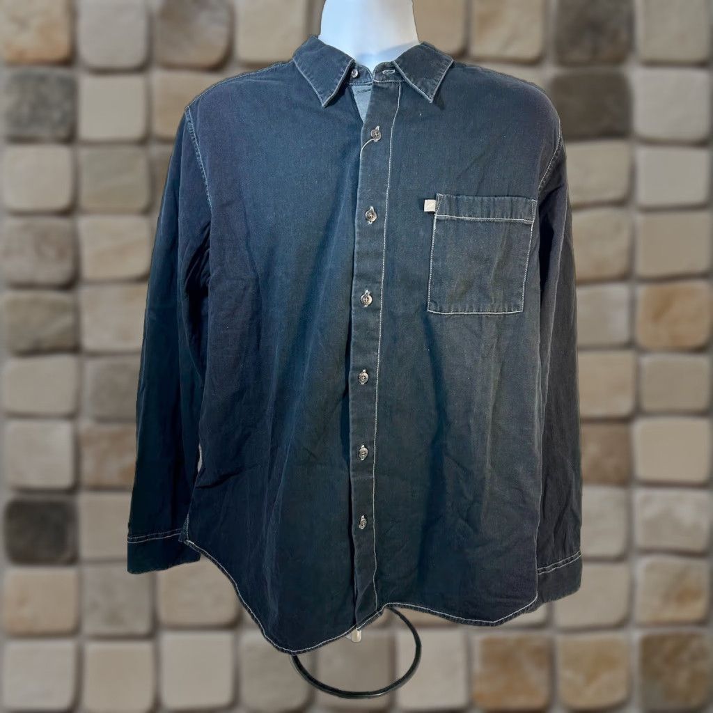 DKNY VINTAGE DKNY Button-Up Shirt Men Large Long Sleeve Collar Dark Denim NWT Style#KBRU6052 Size US L / EU 52-54 / 3 - 1 Thumbnail