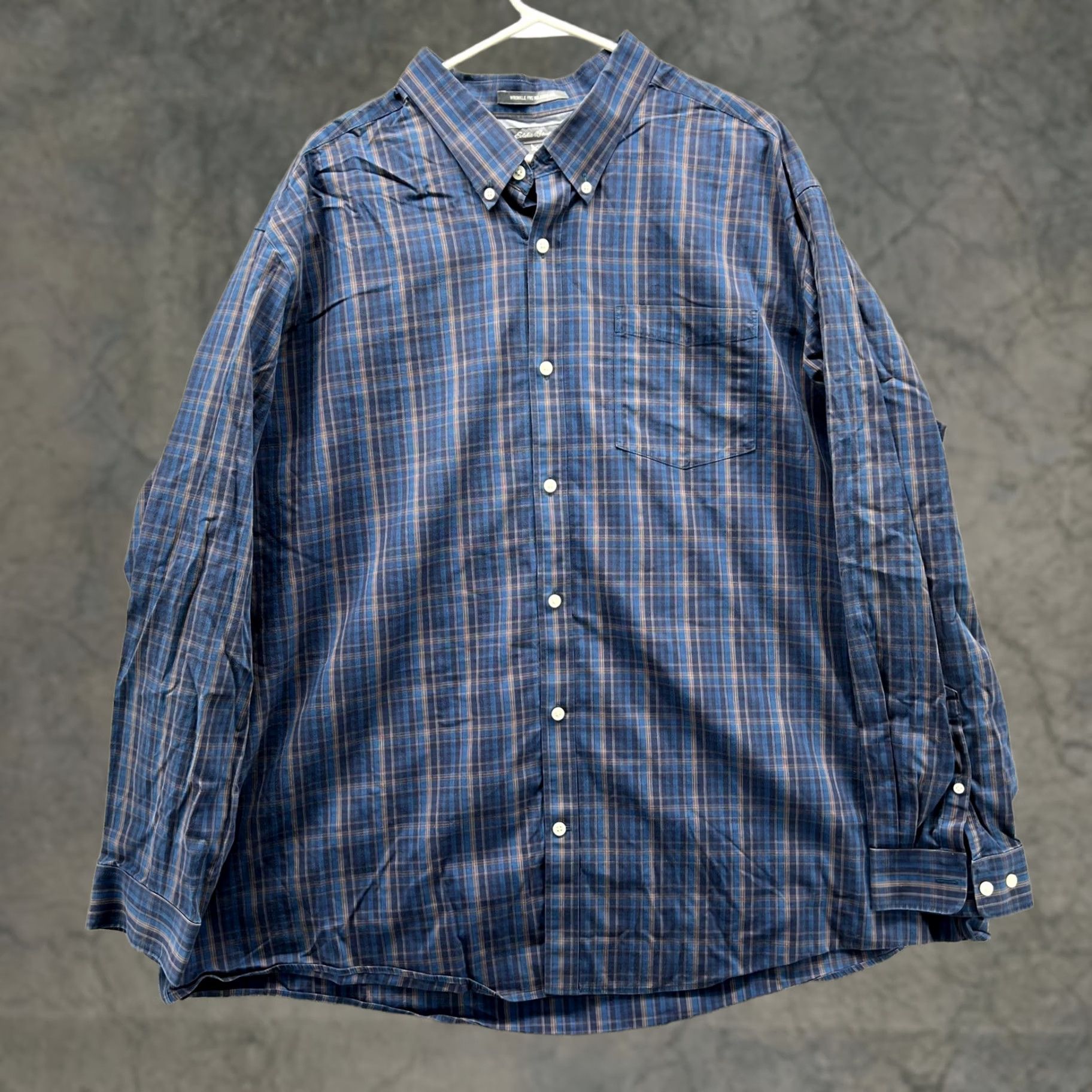 Eddie Bauer Eddie Bauer Shirt Mens 3XL Blue Plaid Long Sleeve Wrinkle Free Relaxed Fit Size US XXL / EU 58 / 5 - 1 Thumbnail