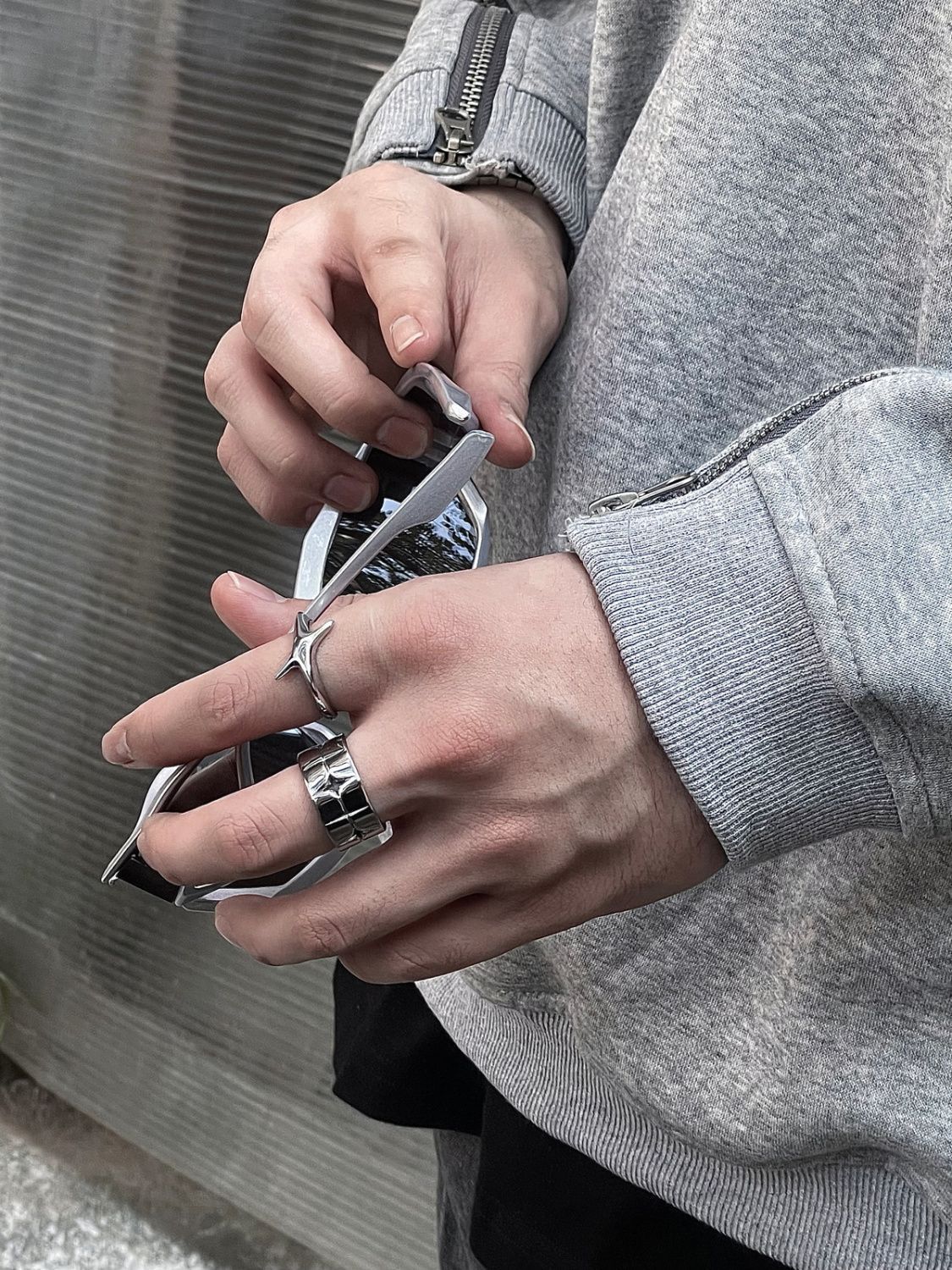 Jewelry Punk Jewelry Rings Open Size Chrome Ring (Size 7-13) Size ONE SIZE - 1 Thumbnail