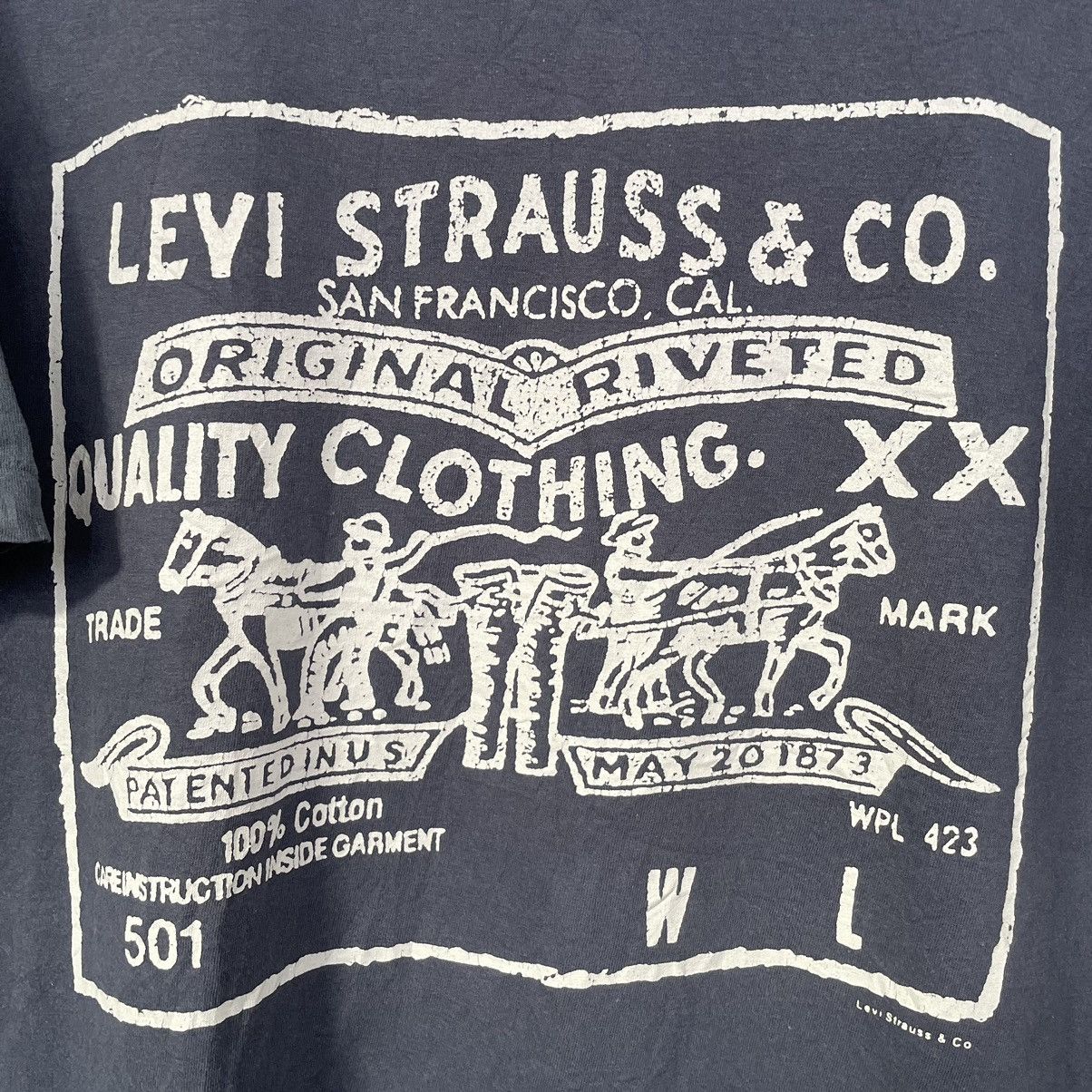 Levi's × Vintage 1990s Levis OG Big Logo All Single Stitch T Shirt Size US XL / EU 56 / 4 - 2 Thumbnail