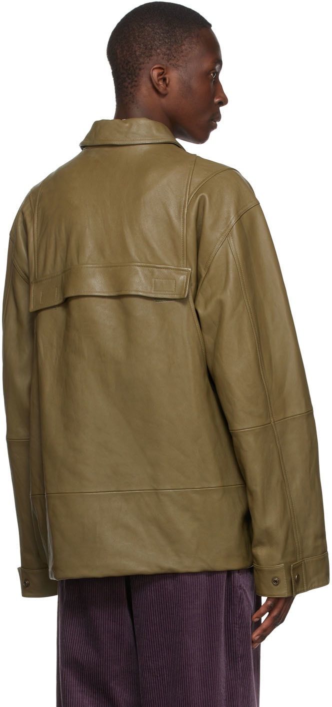 Acne Studios Khaki Grained Cargo Leather Jacket Size US M / EU 48-50 / 2 - 3 Thumbnail