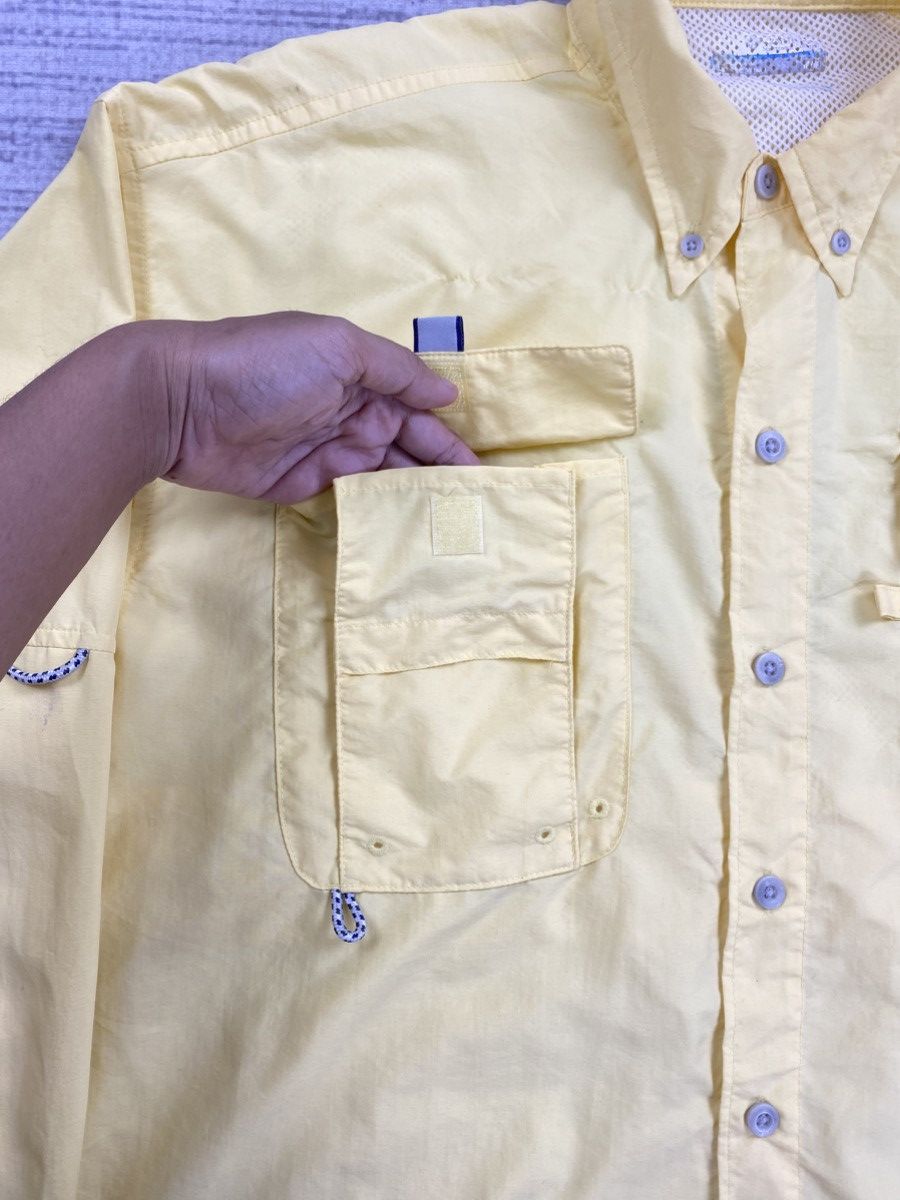 Columbia × Japanese Brand × Vintage Vintage Columbia PFG Soft Yellow Longsleeve Button Up Shirt Size US L / EU 52-54 / 3 - 9 Thumbnail