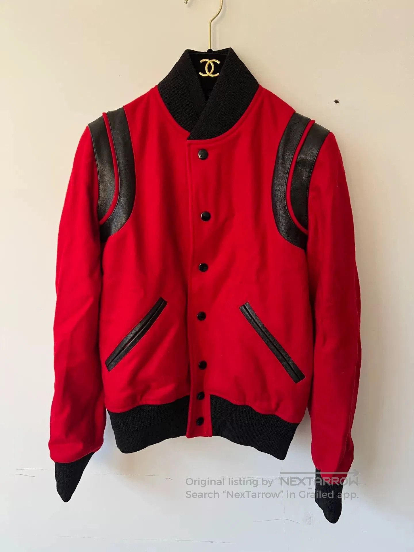 Saint Laurent Paris Saint Laurent Red Wool Teddy Jacket. Size S / US 4 / IT 40 - 1 Thumbnail