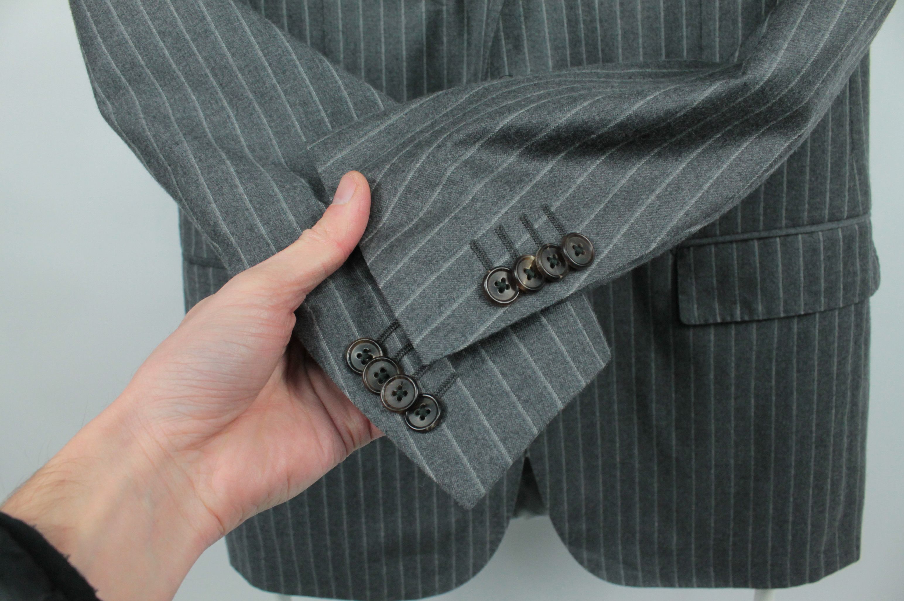 Corneliani Corneliani Wool/Cashmere Blend Gray Strip Blazer Jacket Size US L / EU 52-54 / 3 - 4 Thumbnail
