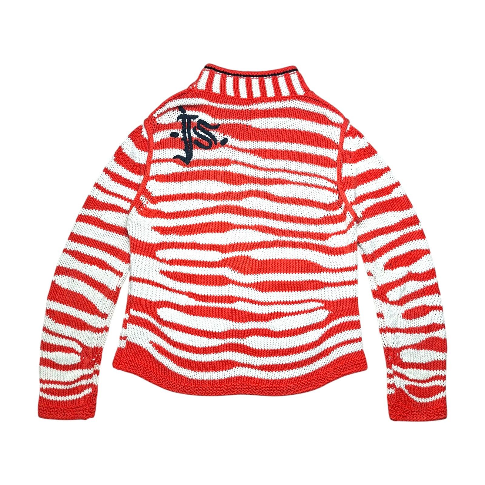 JET SET JET SET Chunky Knit Stripe Sweater Orange White Mock Neck Size S / US 4 / IT 40 - 3 Thumbnail