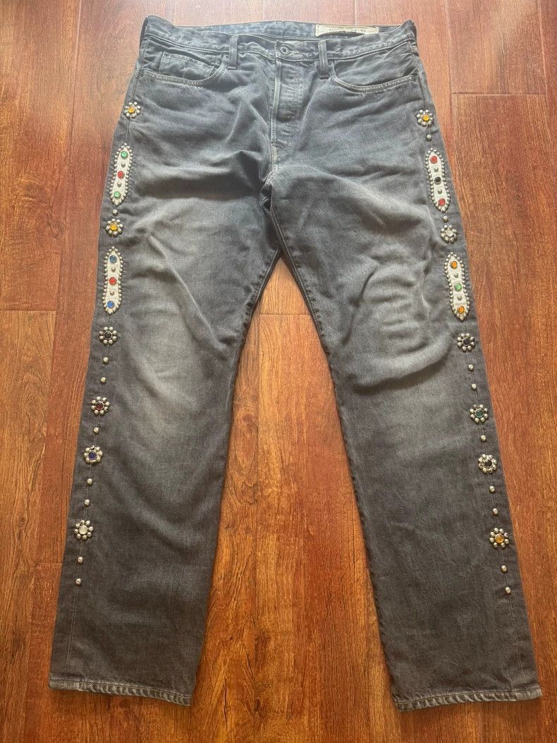 Kapital Kapital Kapital Black Denim Jeans with Gemstones-2506 Size US 38 / EU 54 - 1 Thumbnail