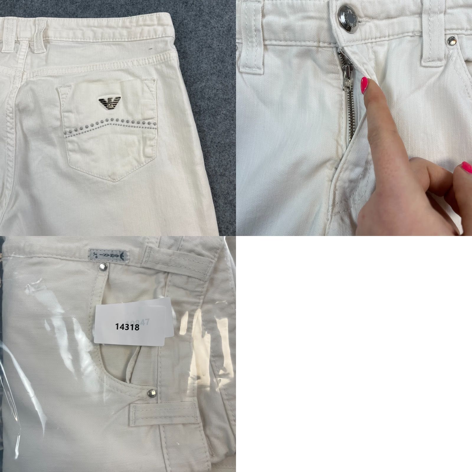 Vintage Armani Jeans Jeans Straight 32 30 UK 12 White Low Rise Studded Stretch Womens Mens Girls Size 34" / US 12 / IT 48 - 9 Thumbnail