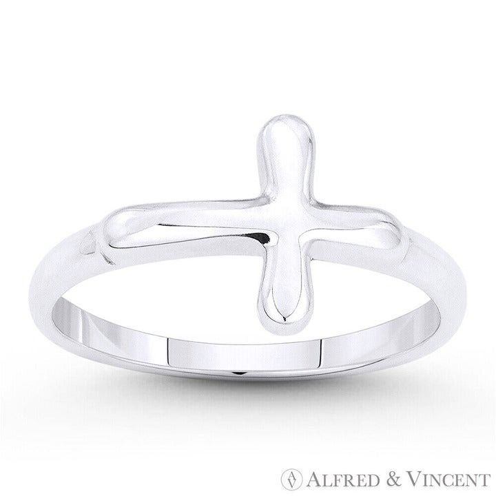 Other Sideways Latin Cross Charm Ring in .925 Sterling Silver Size ONE SIZE - 1 Preview
