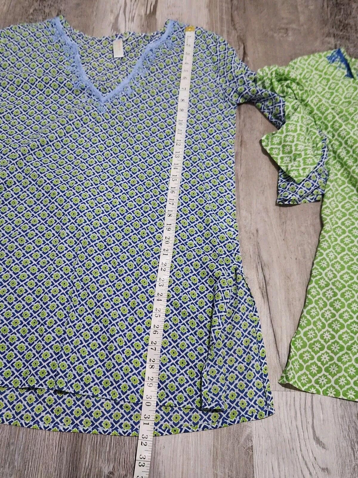 NCAA Flora Tops Lot Medium V Neck Lightweight Green Blue tunic Size M / US 6-8 / IT 42-44 - 8 Thumbnail