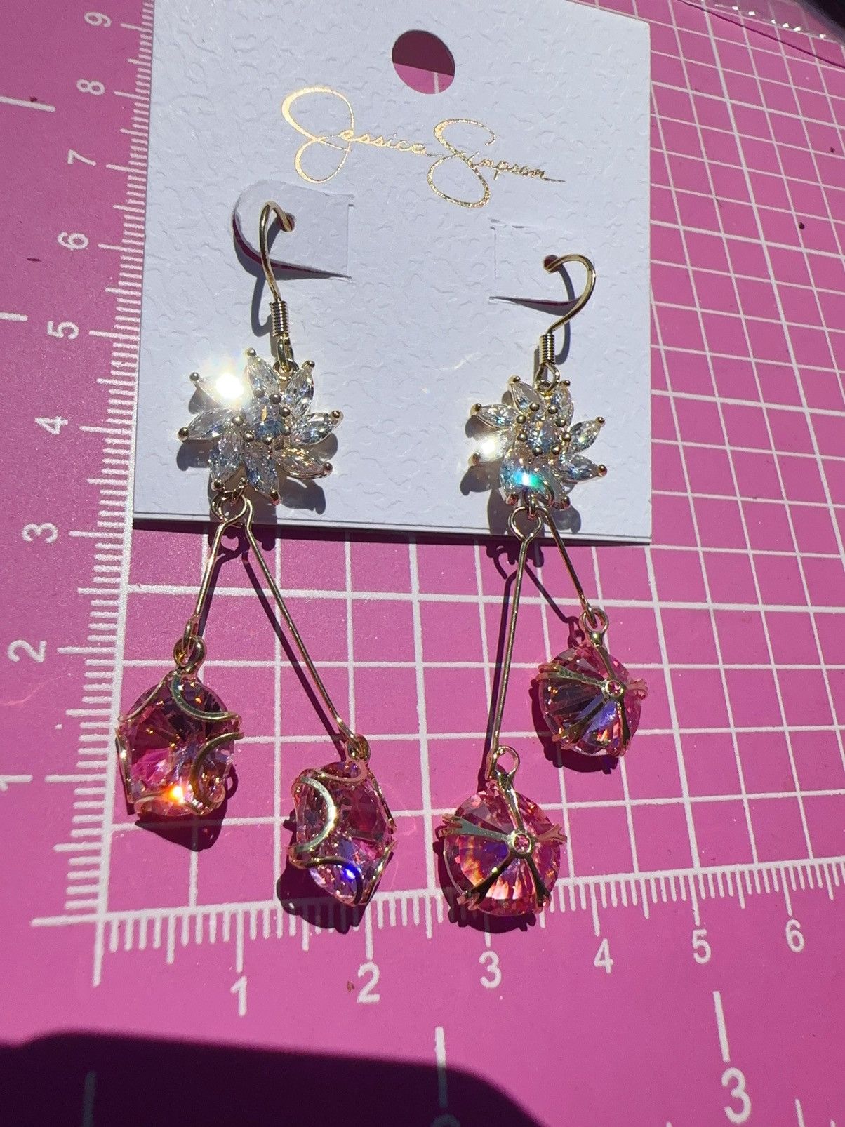 Jessica Simpson Jessica Simpson Earrings gold tone crystal flowers pink Size ONE SIZE - 6 Thumbnail