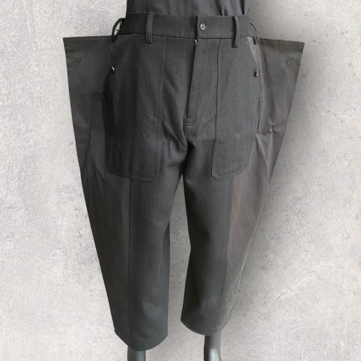 Yohji Yamamoto 1/10 Flannel Waist Adjustable vertical joint pants Size US 34 / EU 50 - 1 Thumbnail