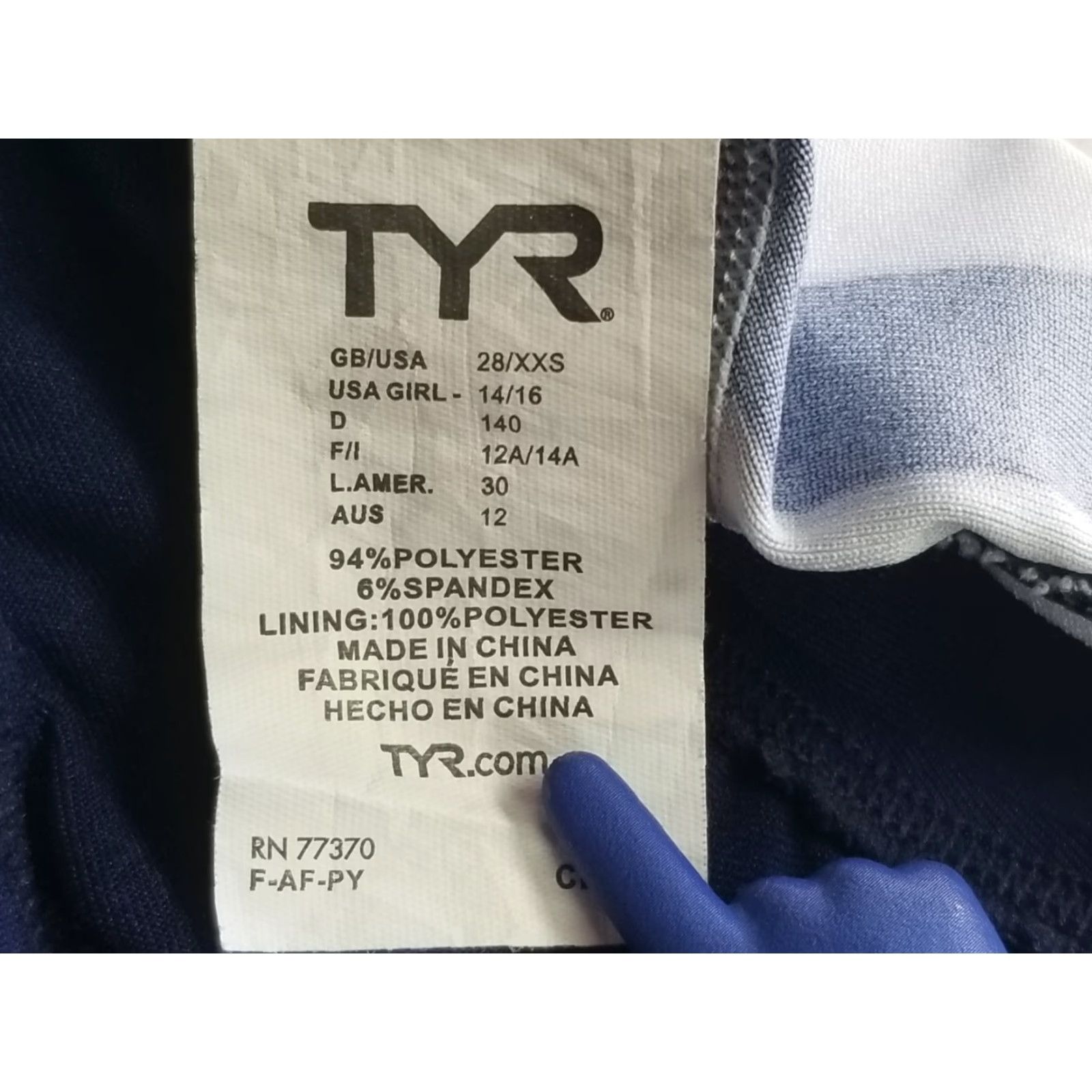 Vintage TYR Swimsuit Girls Navy Blue SIZE XXS 14-16 One Piece Tank Nylon Polyester Spandex Blue Teens 2XS Girls Size ONE SIZE - 5 Thumbnail