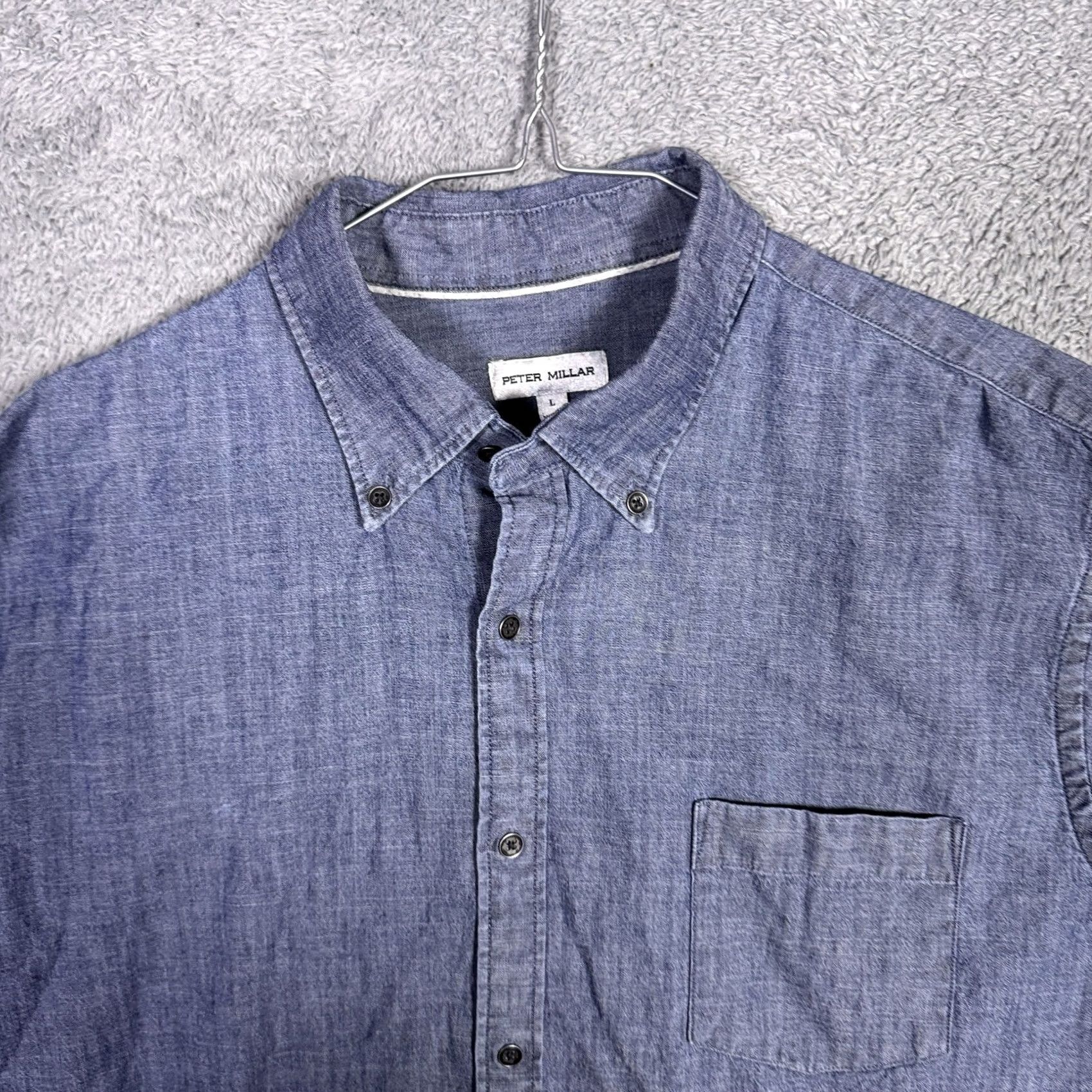Peter Millar Peter Millar Shirt Mens L Blue Denim Chambray Button Up Crown Crafted Size US L / EU 52-54 / 3 - 4 Thumbnail