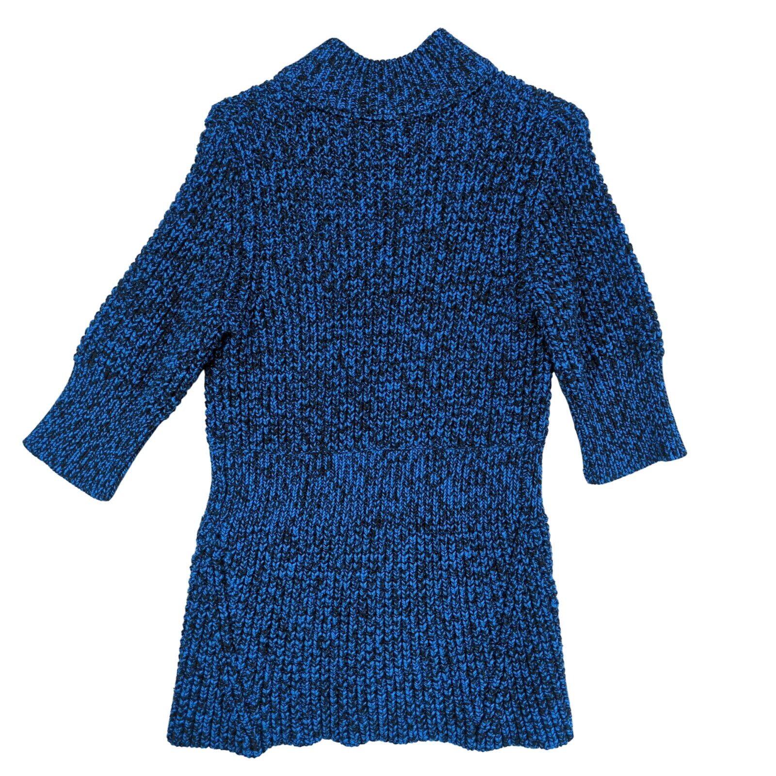 Kenneth Cole Kenneth Cole NY Womens M Wool-Blend Blue Black Knit Cardigan Size M / US 6-8 / IT 42-44 - 3 Thumbnail