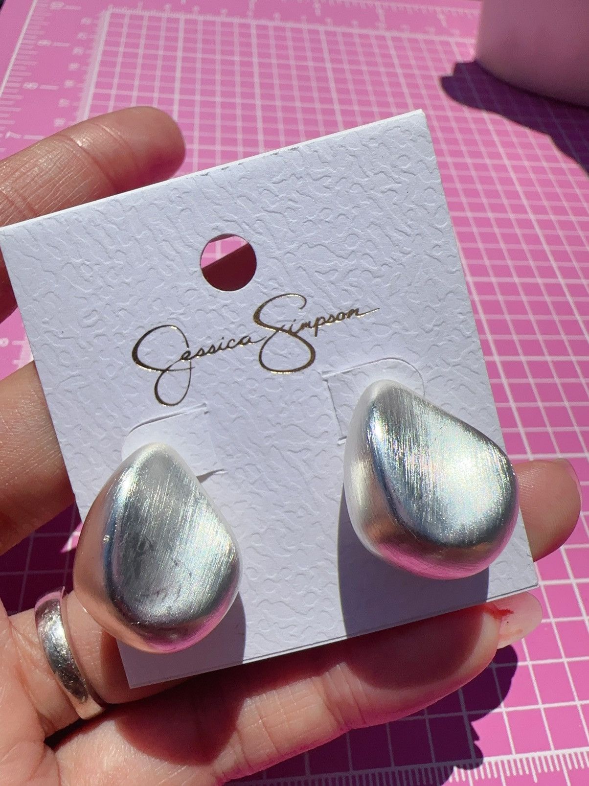Designer × Jessica Simpson Jessica Simpson Earrings silver tone teardrop reflective Size ONE SIZE - 5 Thumbnail