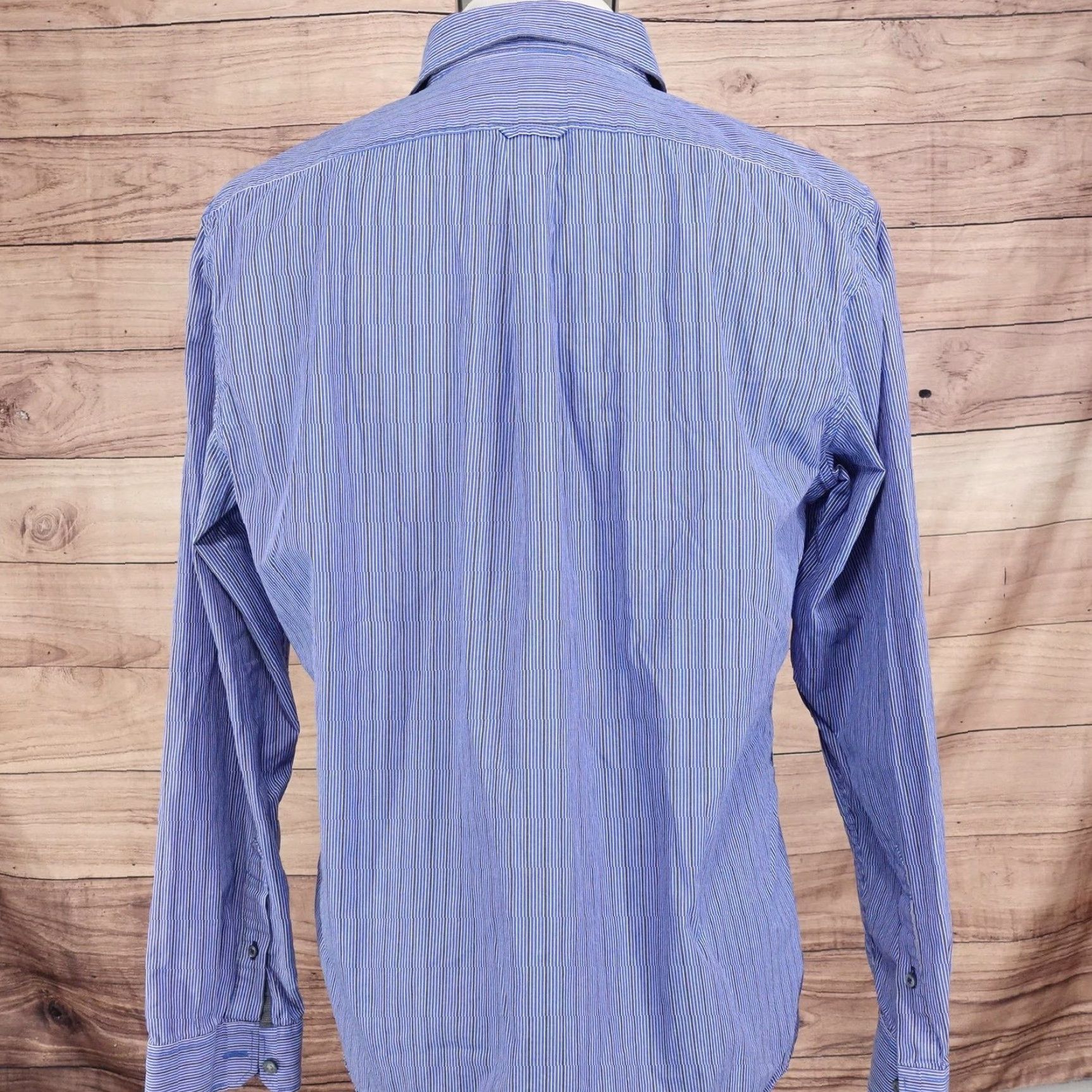 American Eagle Outfitters American Eagle Shirt Men Large Blue Striped Slim Fit Button-Down Casual Cotton Size US L / EU 52-54 / 3 - 4 Thumbnail