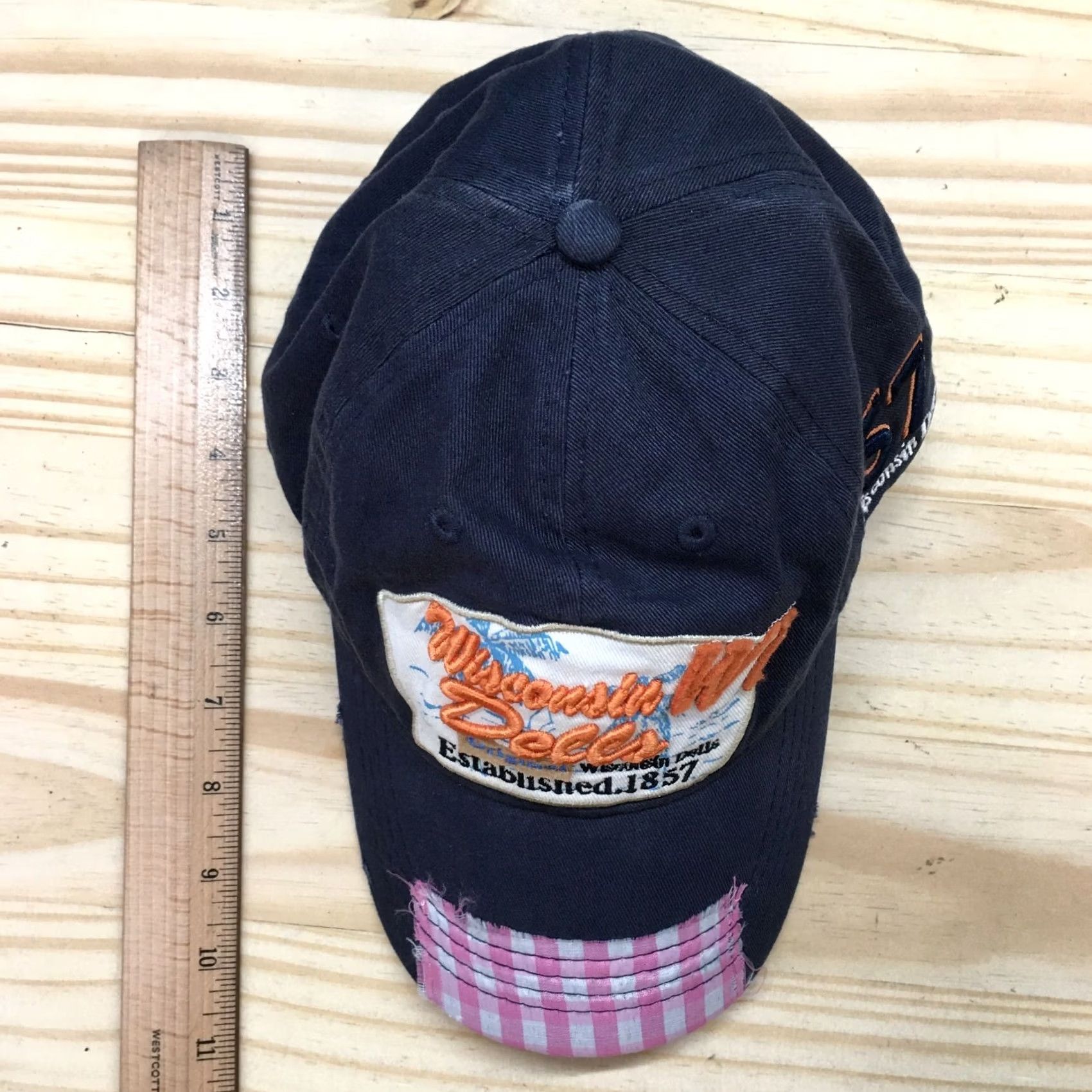 Vintage Wisconsin Dells 57 Baseball Cap Womens Blue One Size Patched Embroidered Logo Size ONE SIZE - 3 Thumbnail
