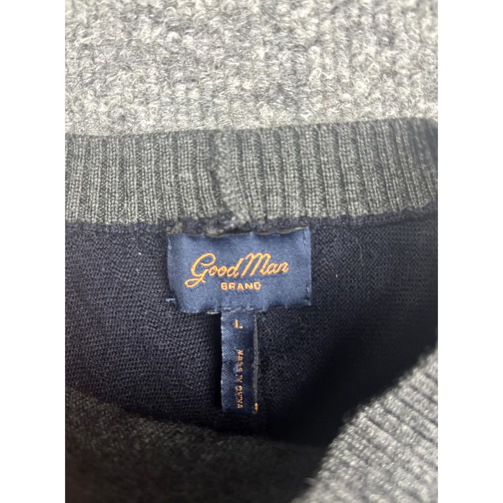 J Brand Good Man Brand Sweater Mens Large Gray Navy Merino Wool Pullover Crewneck Stripe Size US L / EU 52-54 / 3 - 2 Thumbnail