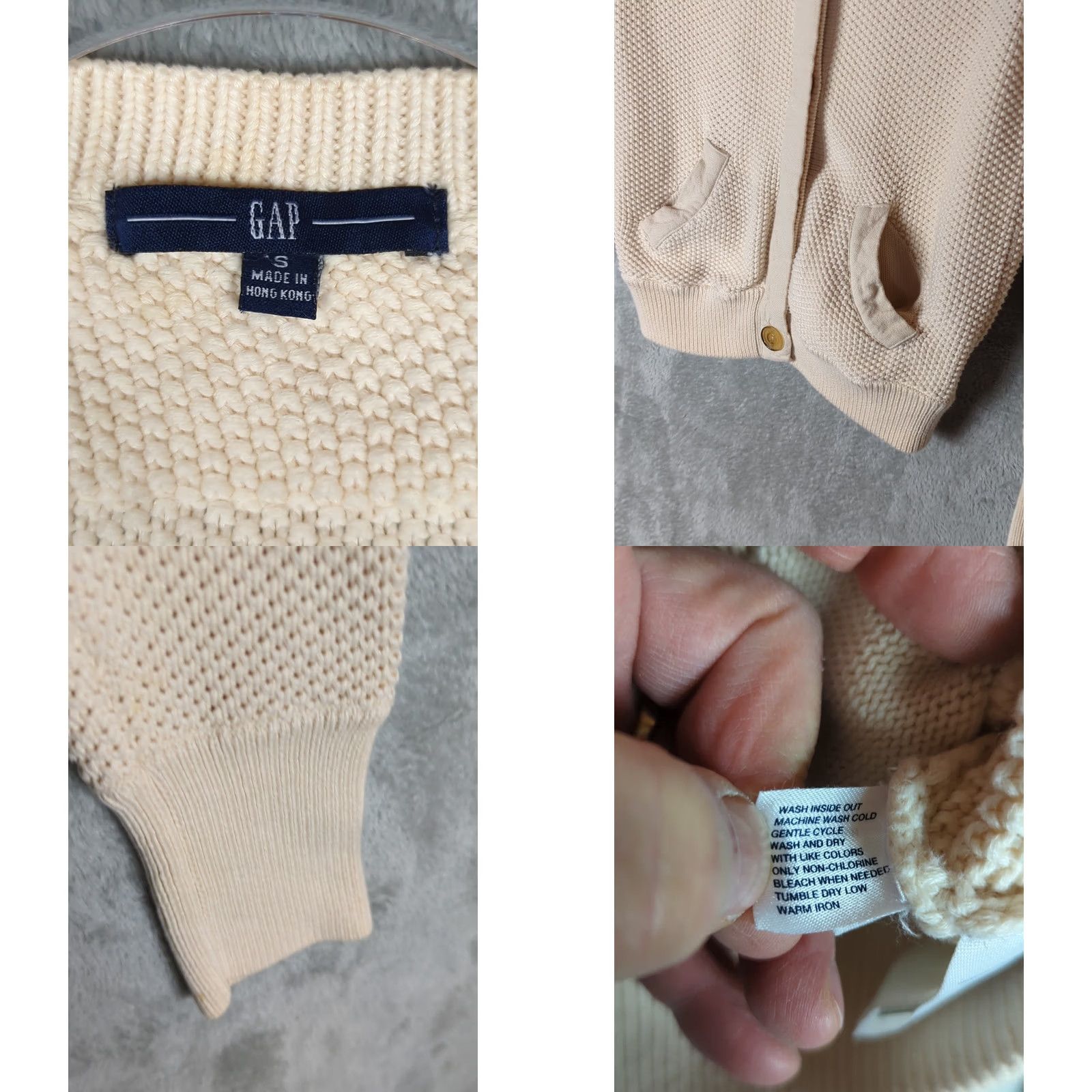 Gap VINTAGE Gap Women’s Cardigan Sweater Cream Chunky Knit Button Cotton S Cottagecore Size S / US 4 / IT 40 - 8 Thumbnail