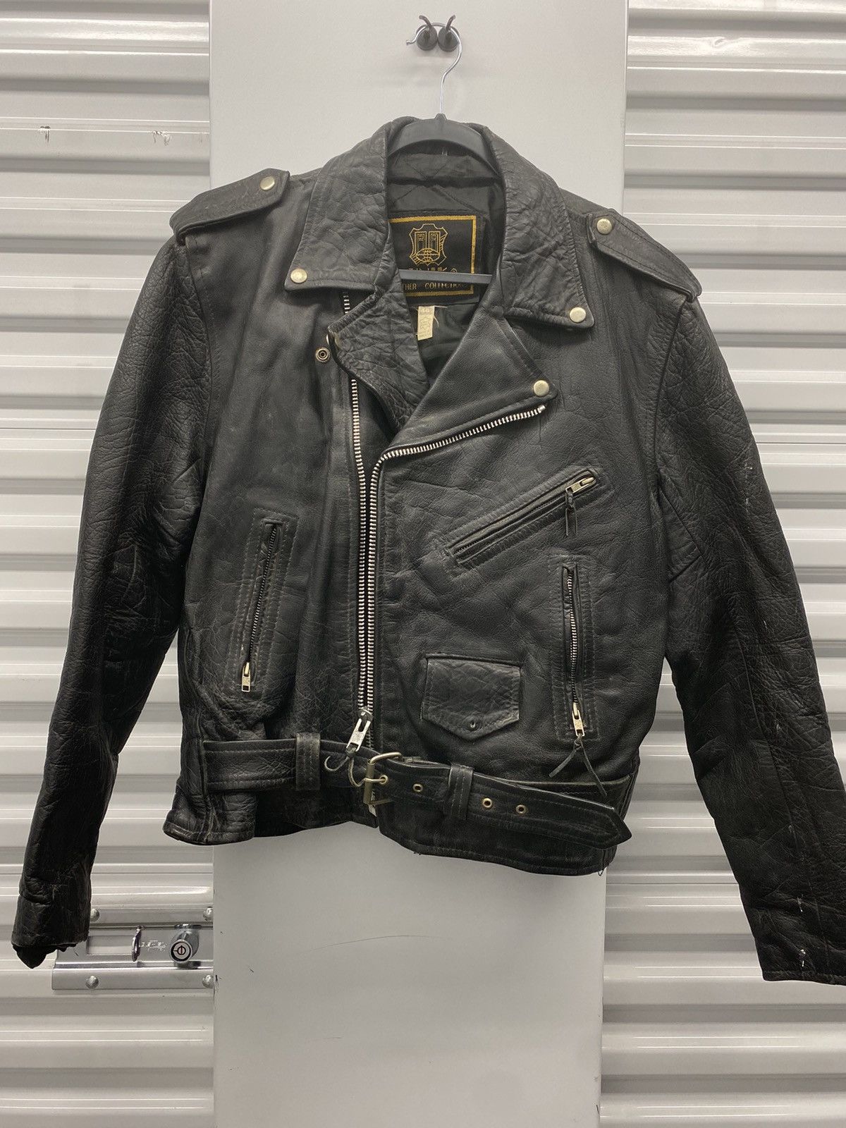 Image of Vintage Black Motorcycle Jacket, Men's (Size Small)